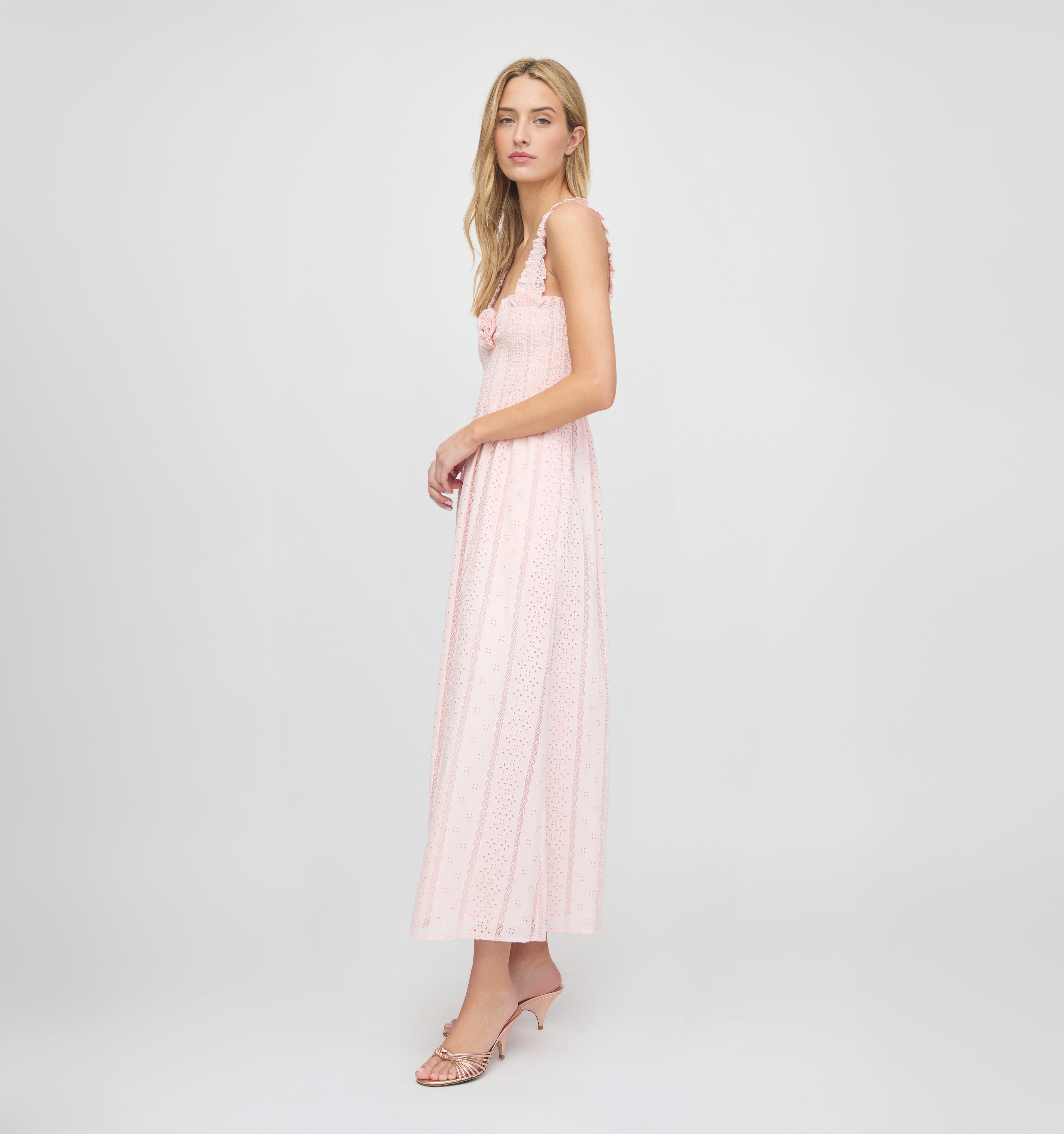 The Rosetta Nap Dress - Pink Broderie Voile