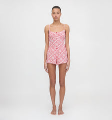 The Sadie Pointelle PJ Set - White Patchwork Doily Heart