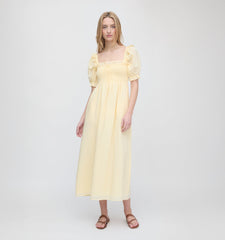 The Scarlett Nap Dress - Butter Yellow Tonal Seersucker