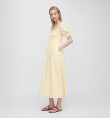 The Scarlett Nap Dress - Butter Yellow Tonal Seersucker