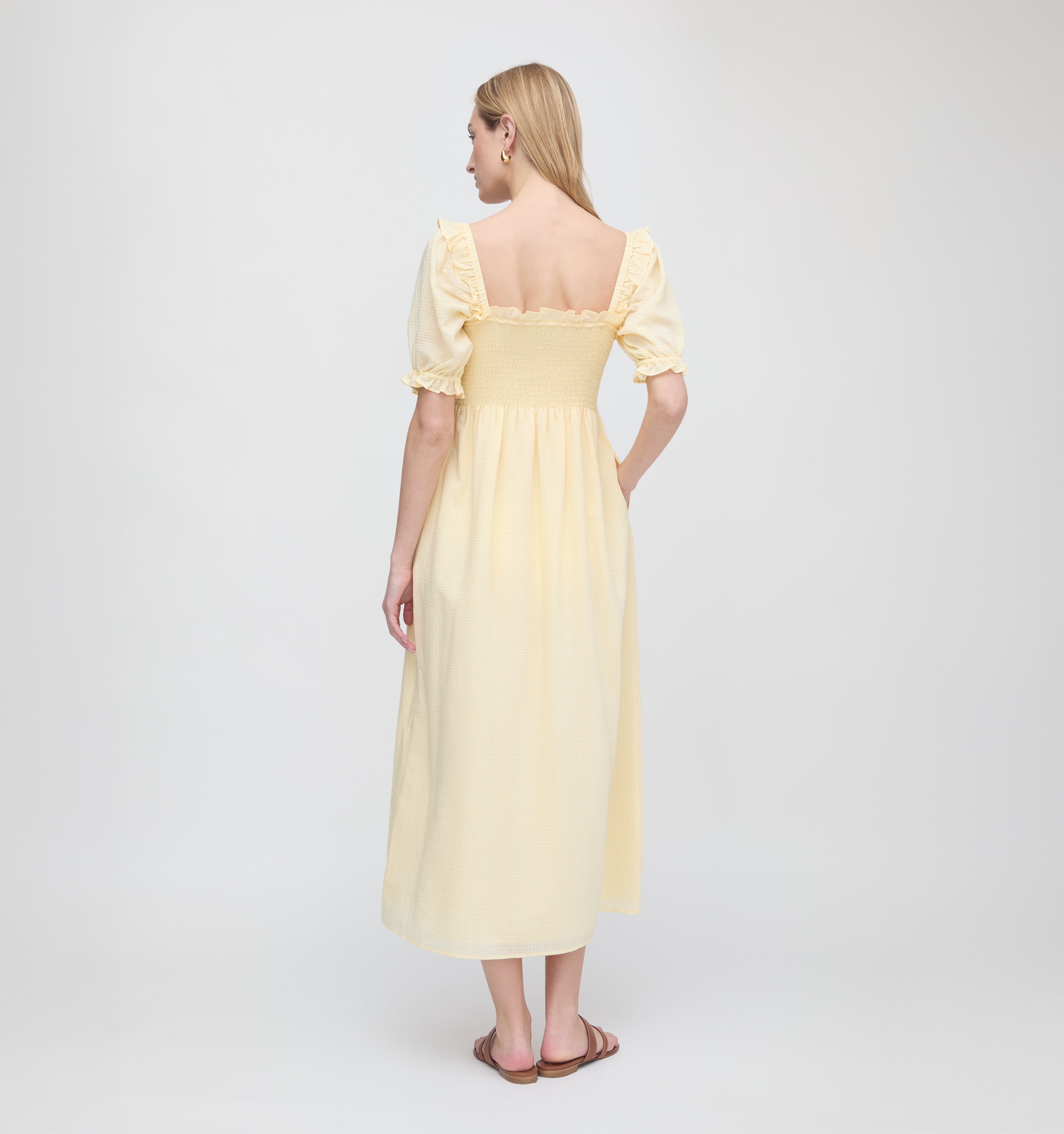 The Scarlett Nap Dress - Butter Yellow Tonal Seersucker