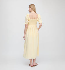 The Scarlett Nap Dress - Butter Yellow Tonal Seersucker