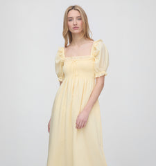 The Scarlett Nap Dress - Butter Yellow Tonal Seersucker