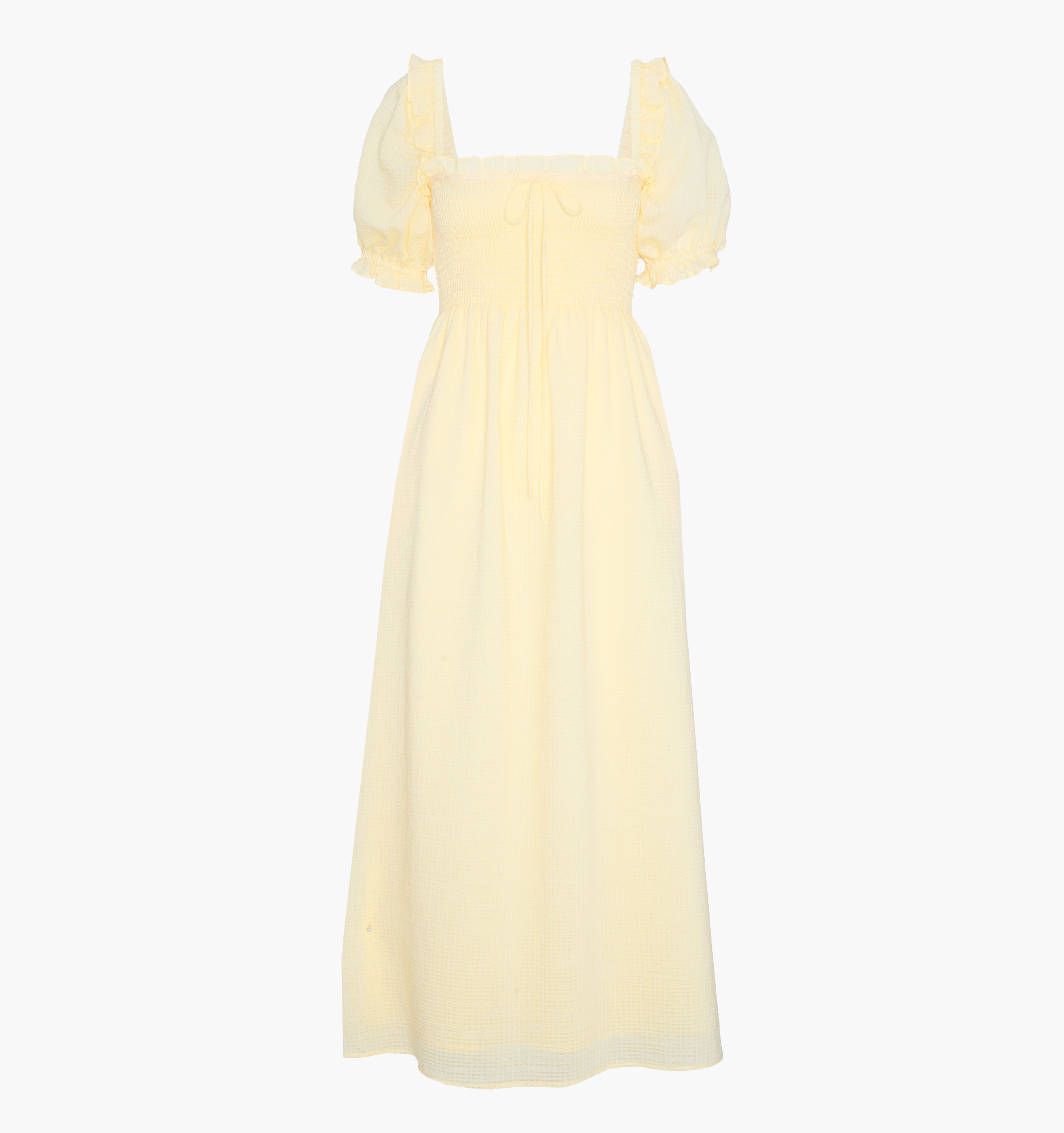The Scarlett Nap Dress - Butter Yellow Tonal Seersucker
