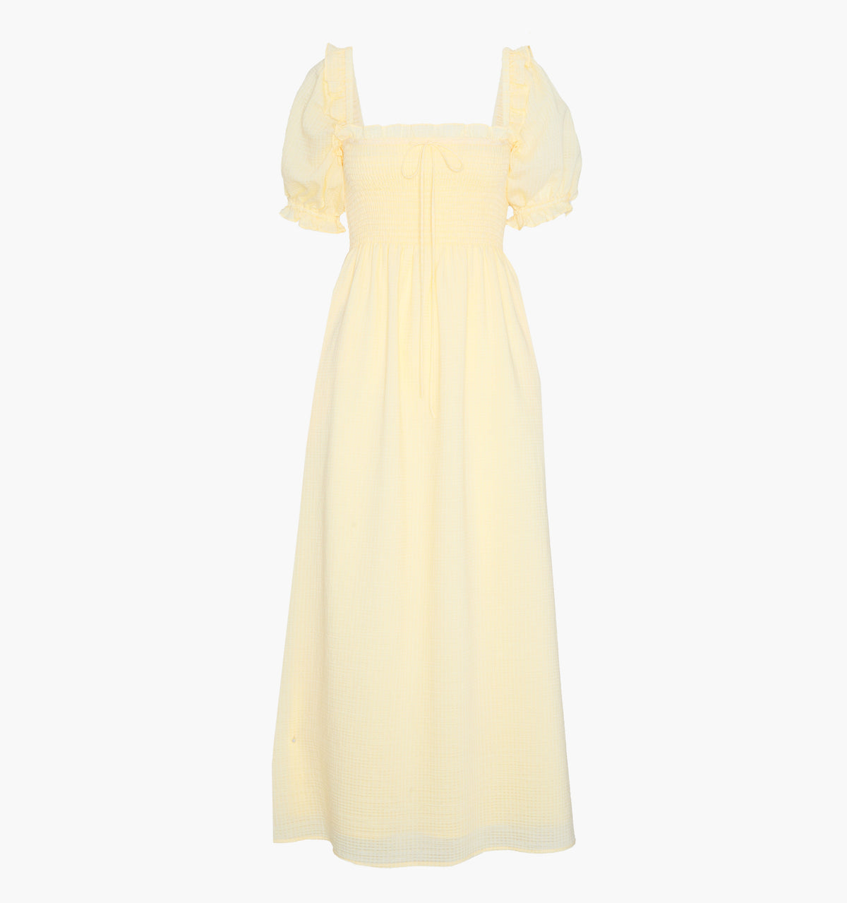 The Scarlett Nap Dress - Butter Yellow Tonal Seersucker