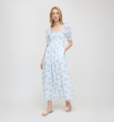 Roller Rabbit x Hill House Scarlett Midi Nap Dress - Blue Sherwood Forest Monkey