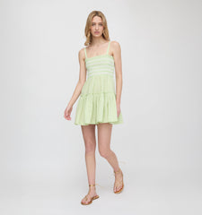 The Seraphina Mini Nap Dress - Lime Gingham