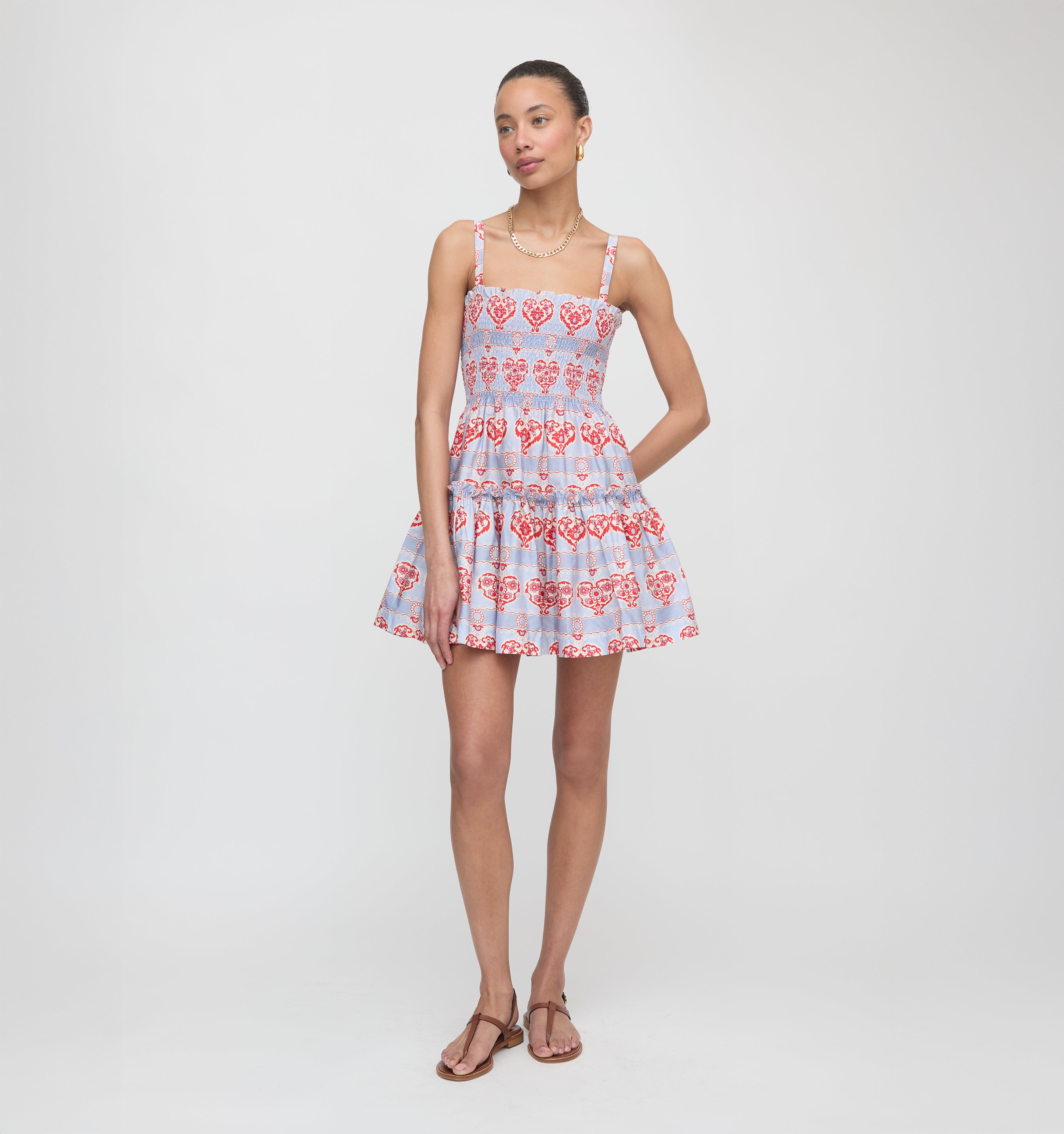 The Seraphina Mini Nap Dress - Poppy Damask Stripe