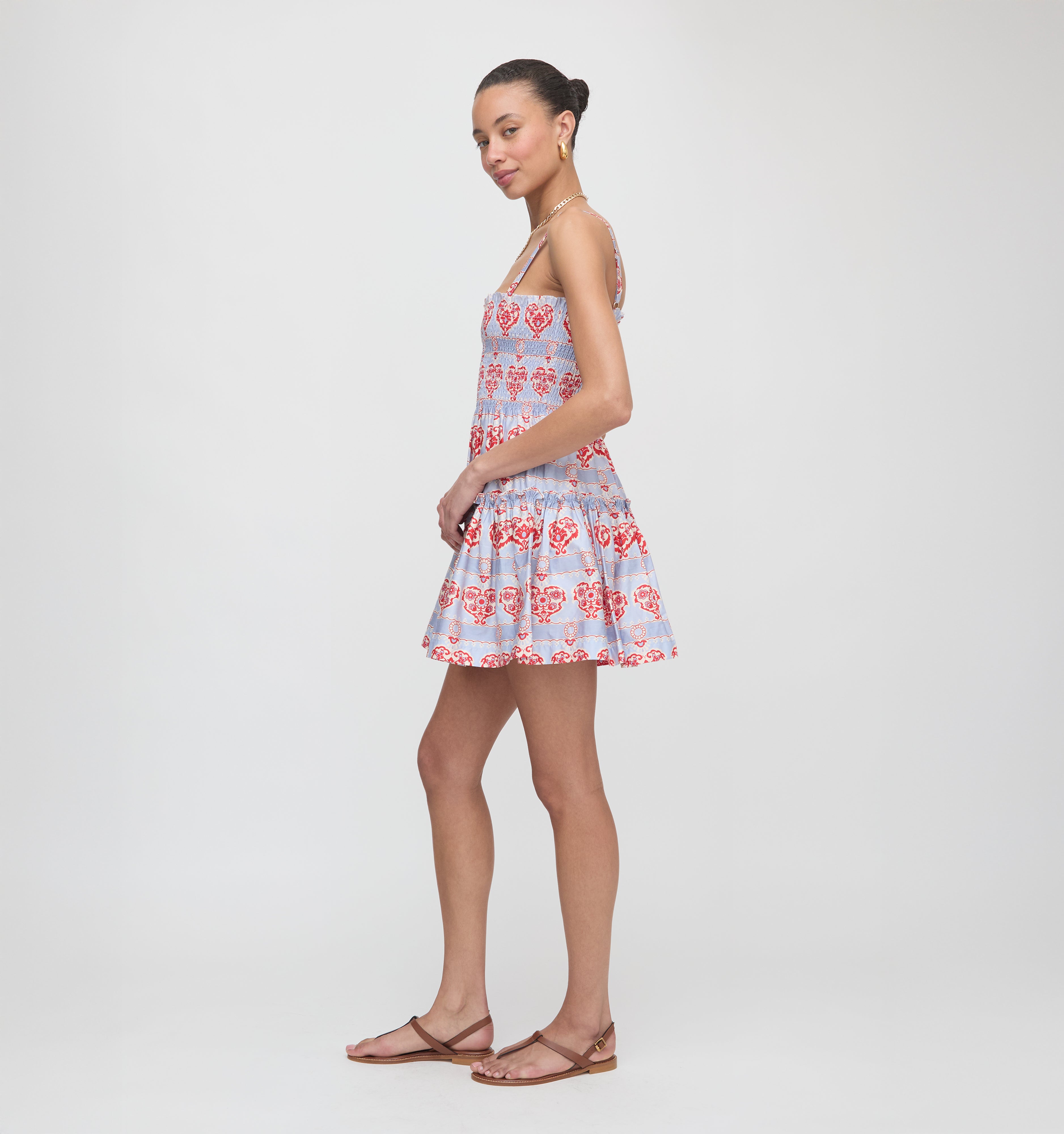 The Seraphina Mini Nap Dress - Poppy Damask Stripe