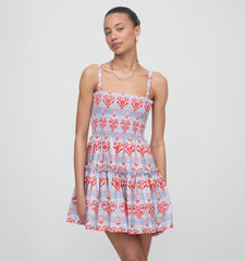 The Seraphina Mini Nap Dress - Poppy Damask Stripe