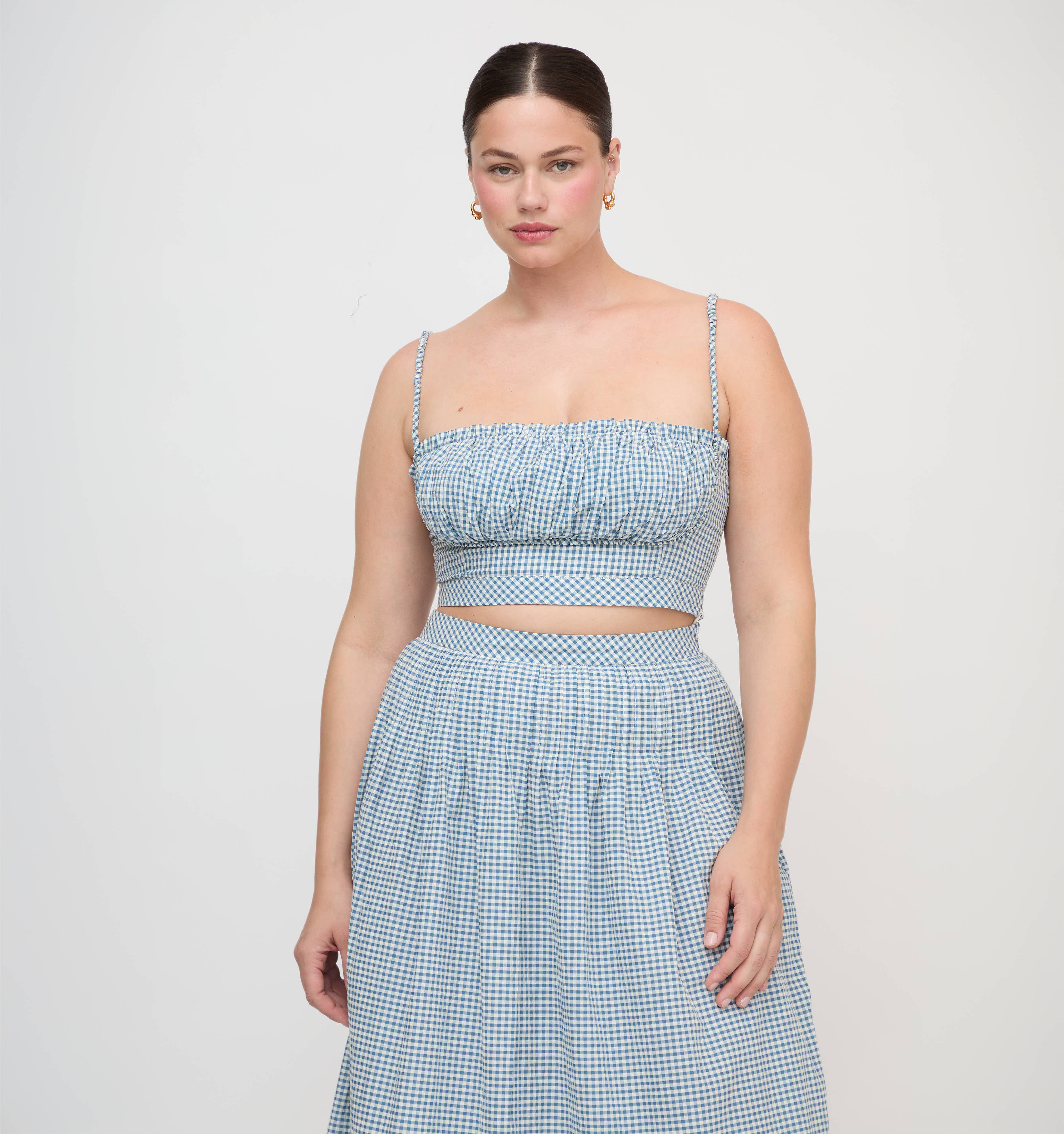 The Maisie Crop Top - Lagoon Gingham