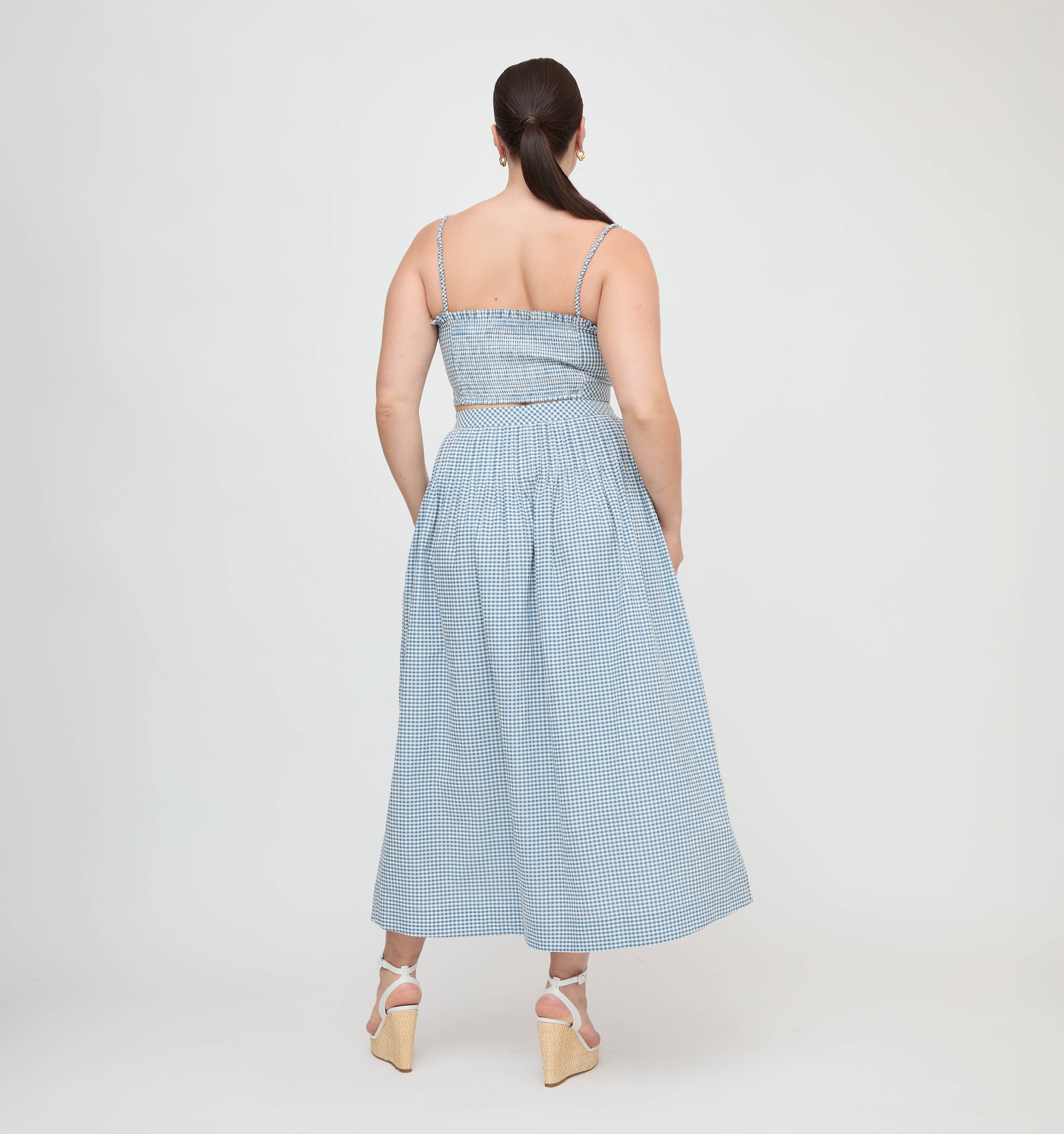The Maisie Crop Top - Lagoon Gingham