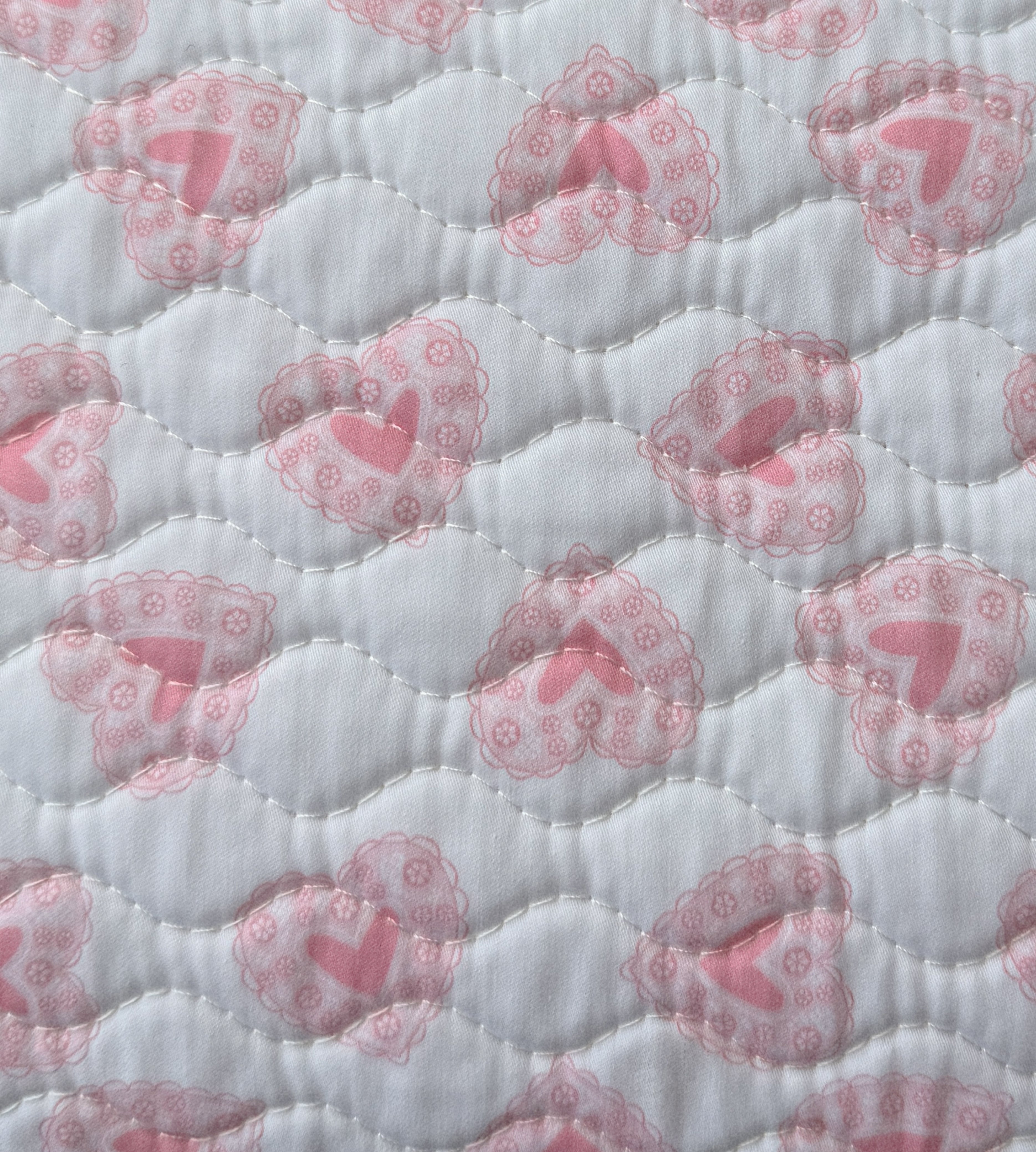 The Quilted Cosmetic Bag - Pink Doily Heart