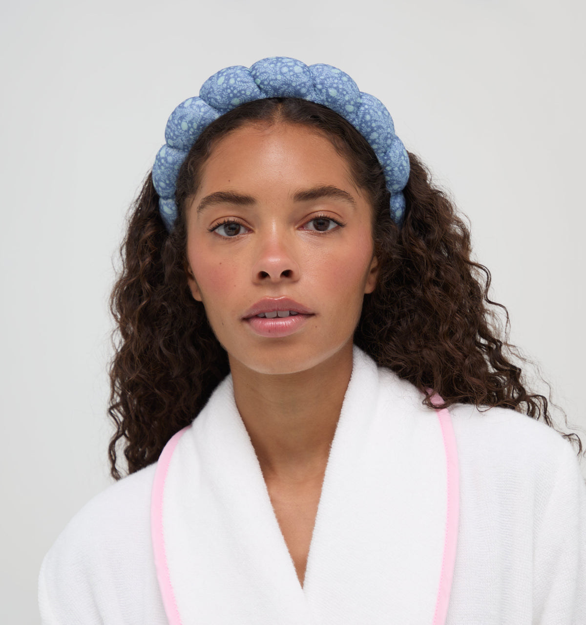Hill House x Wet Brush Terry Scalloped Headband - Cornflower Ditsy Thistle