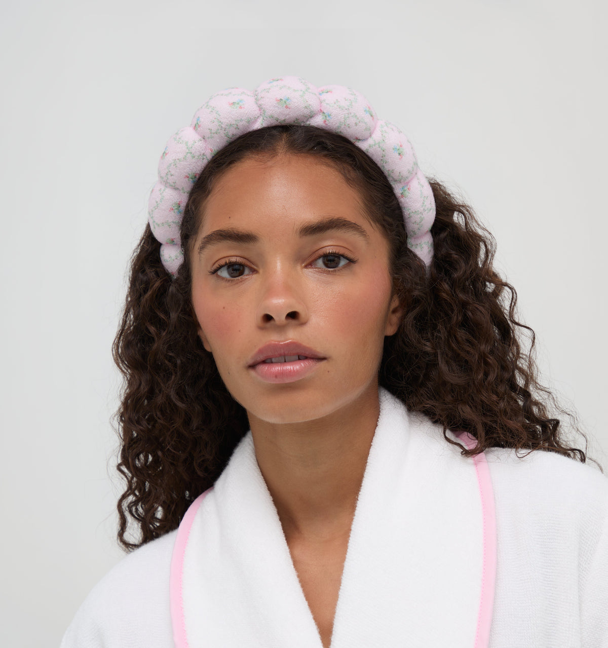 Hill House x Wet Brush Terry Scalloped Headband- Pink Trellis