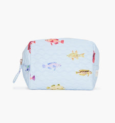 The Mini Quilted Cosmetic Bag - Blue Rainbow Fish
