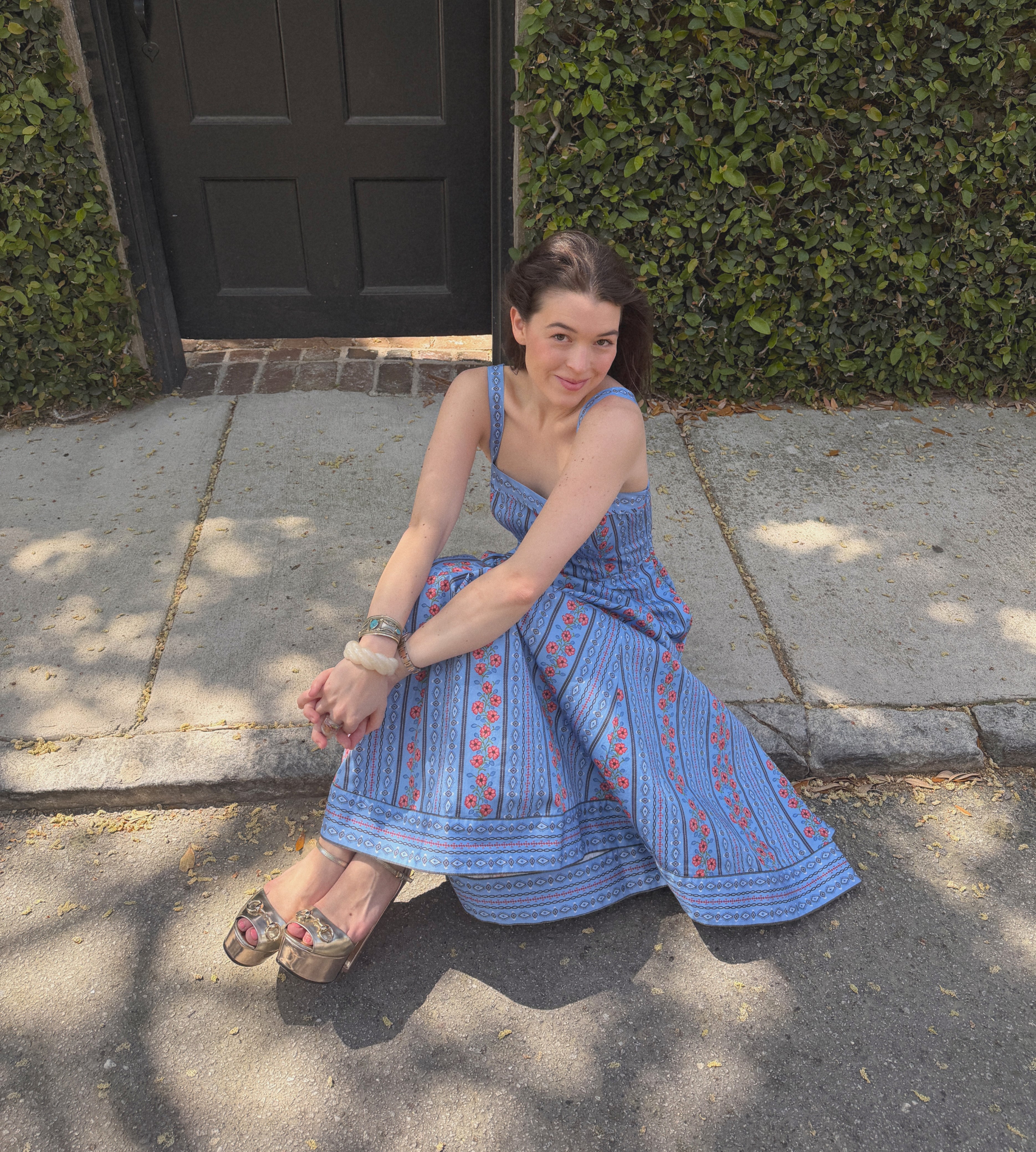 The Ezra Dress - Blue Floral Batik Stripe