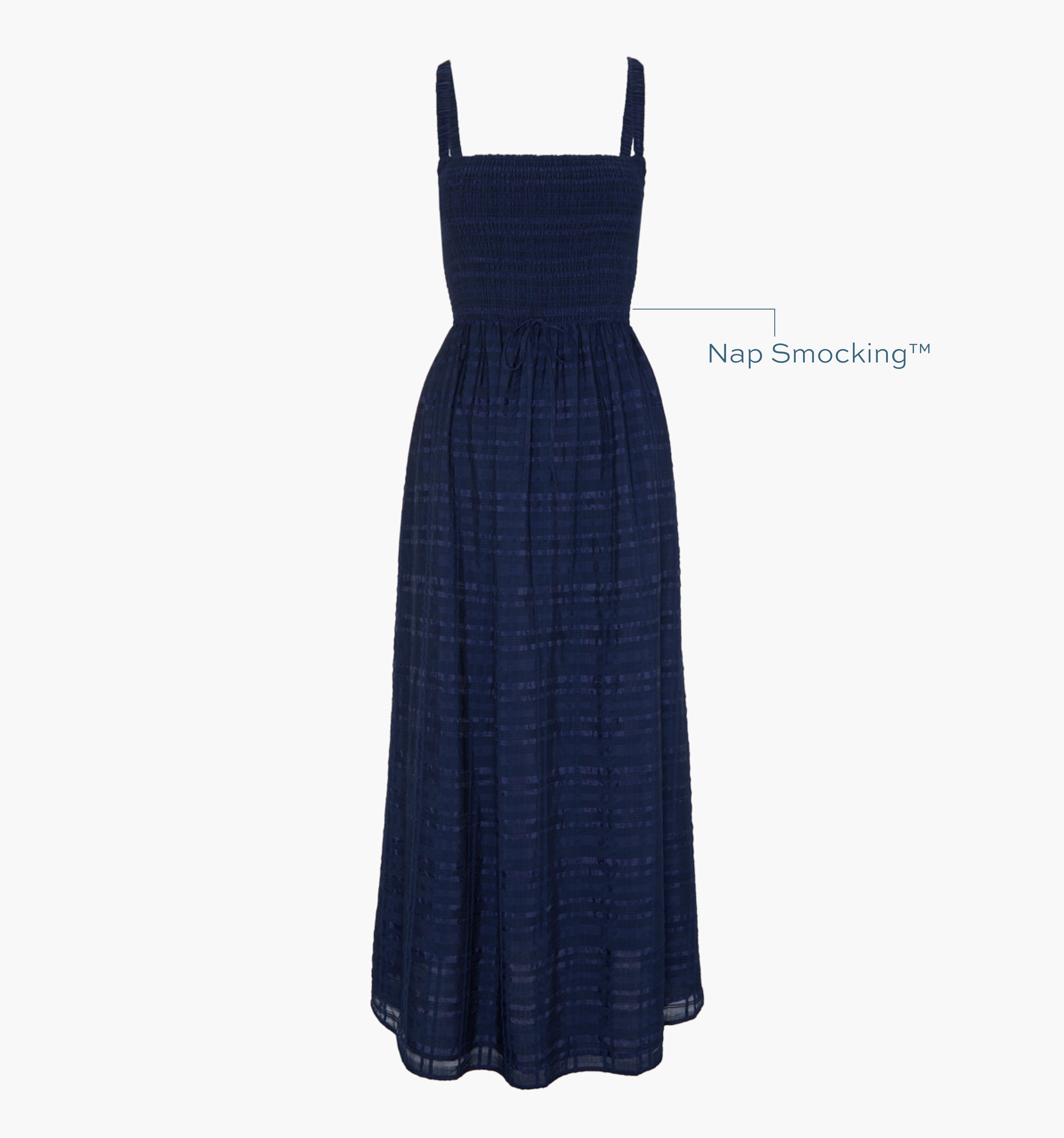 The Anita Nap Dress - Navy Sheer Plaid