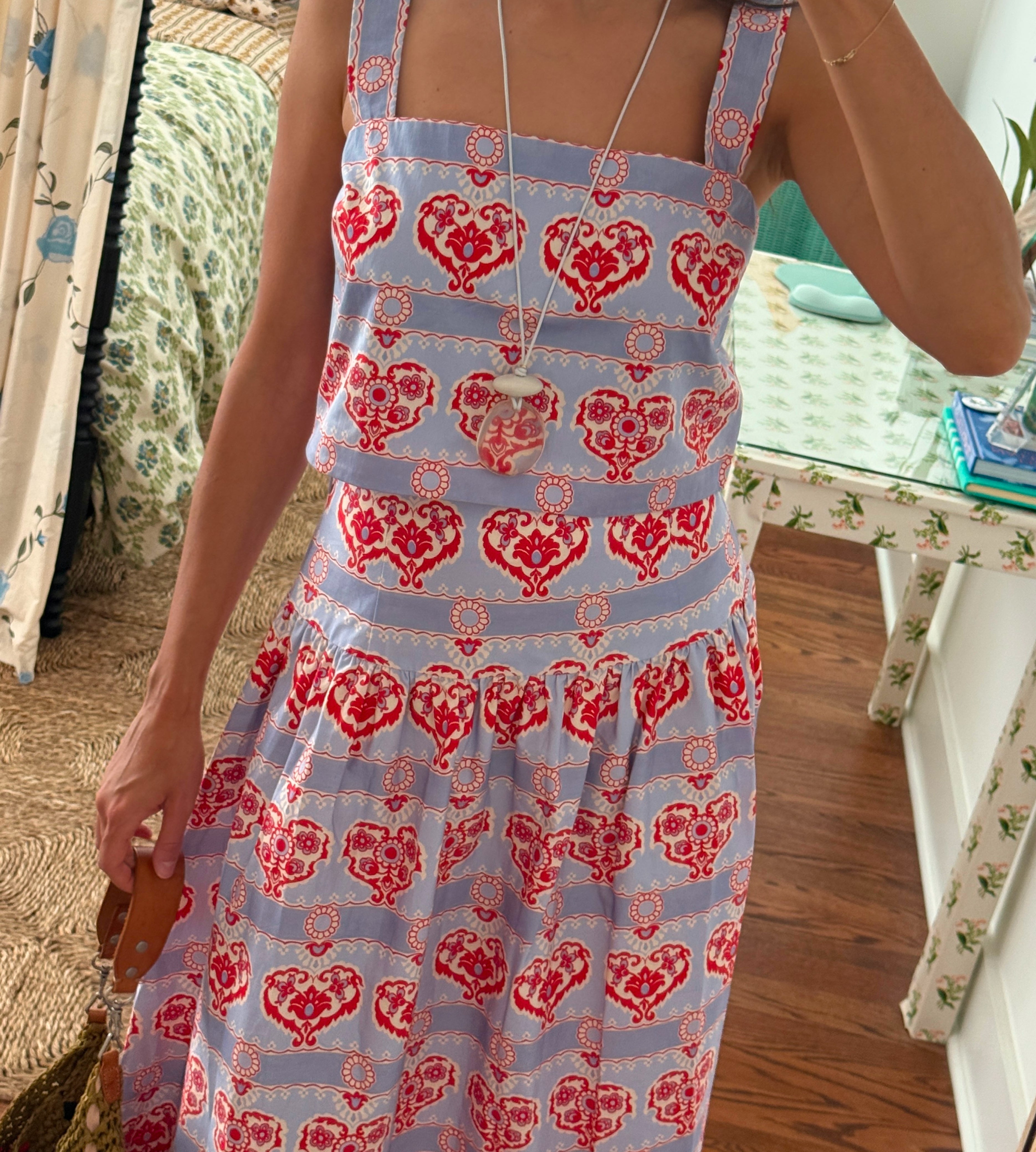 The Clara Crop Top - Poppy Damask Stripe