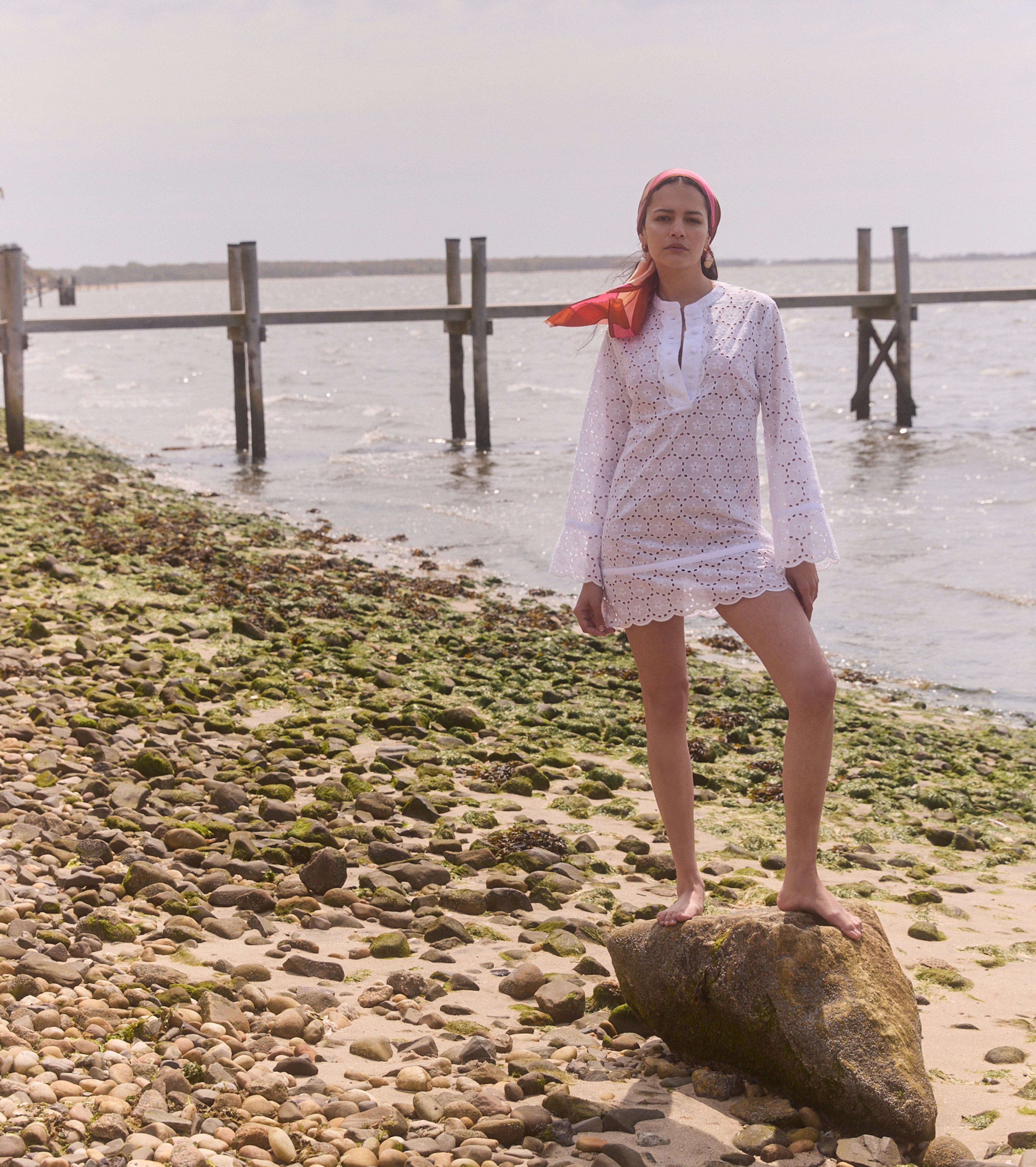 The Attica Dress - White Sand Dollar Broderie