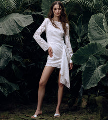 The Becca Dress - White Metallic Lace