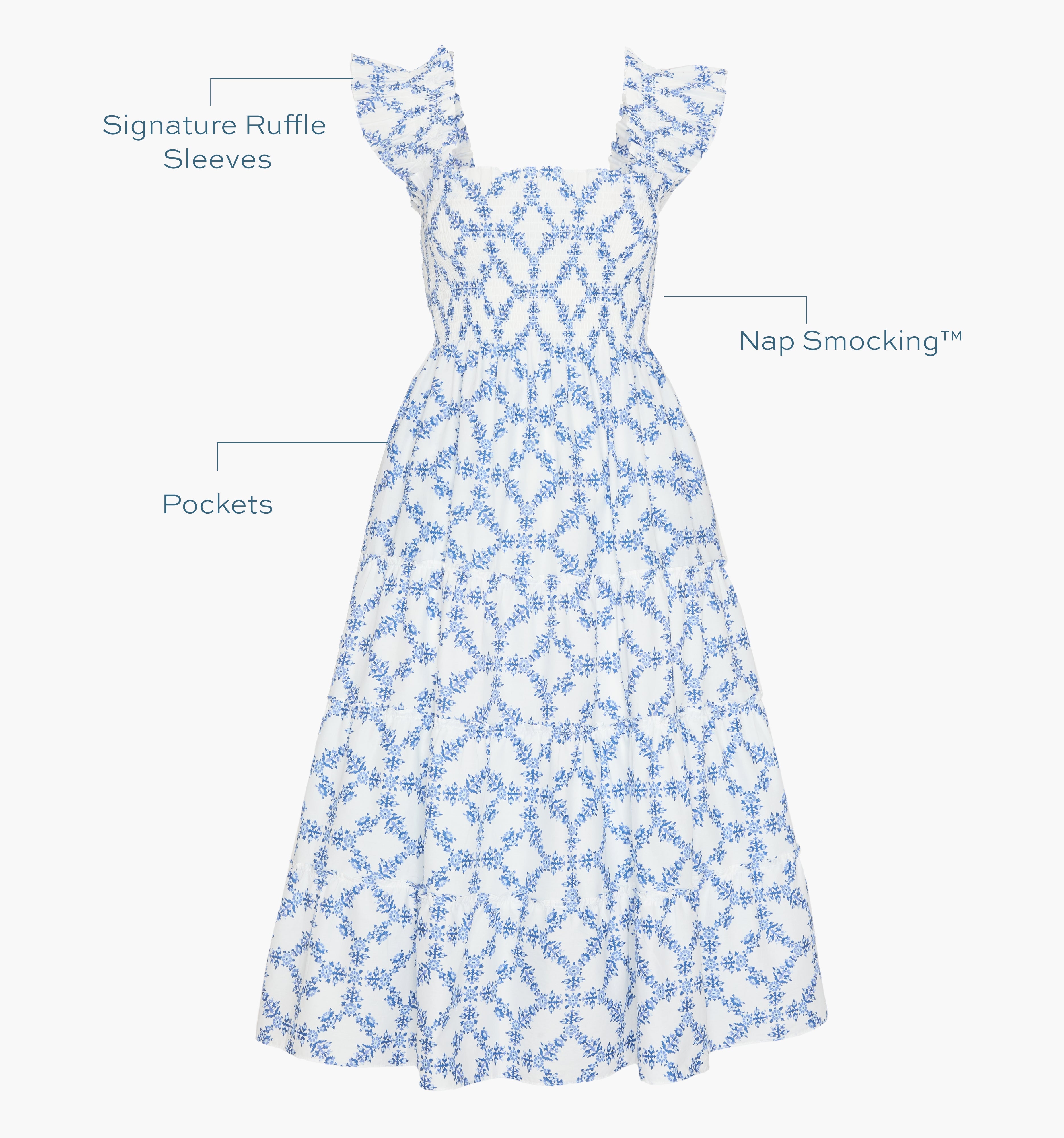 The Ellie Nap Dress - Blue Marigold Block