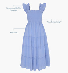 The Ellie Nap Dress - Bluebird Tonal Seersucker