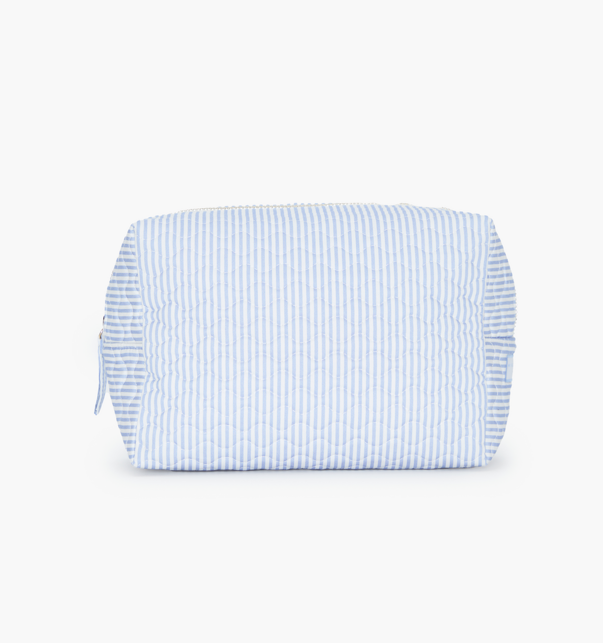 The Quilted Cosmetic Bag - Blue/White Stripe