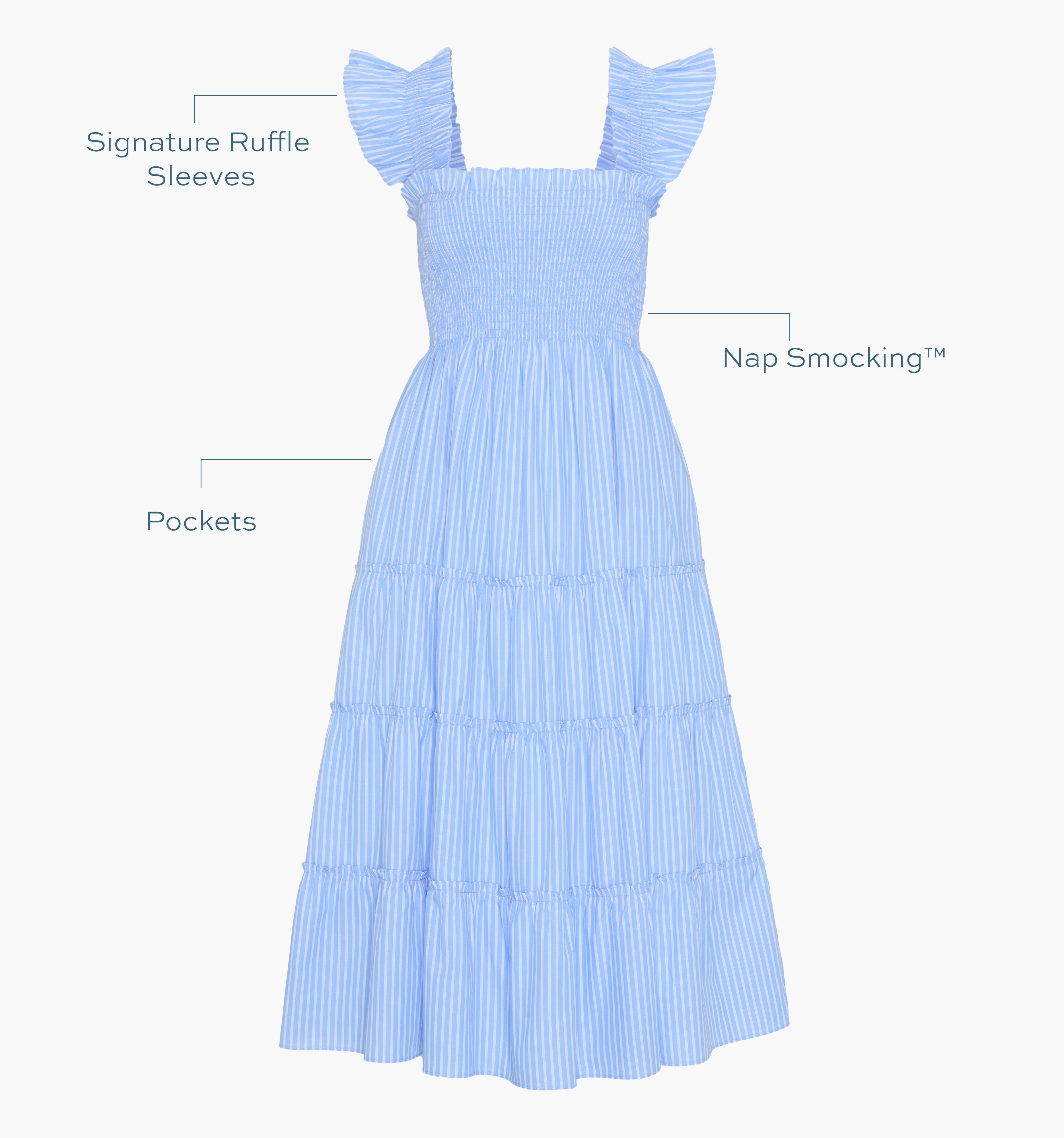 The Ellie Nap Dress - Blue Stripe