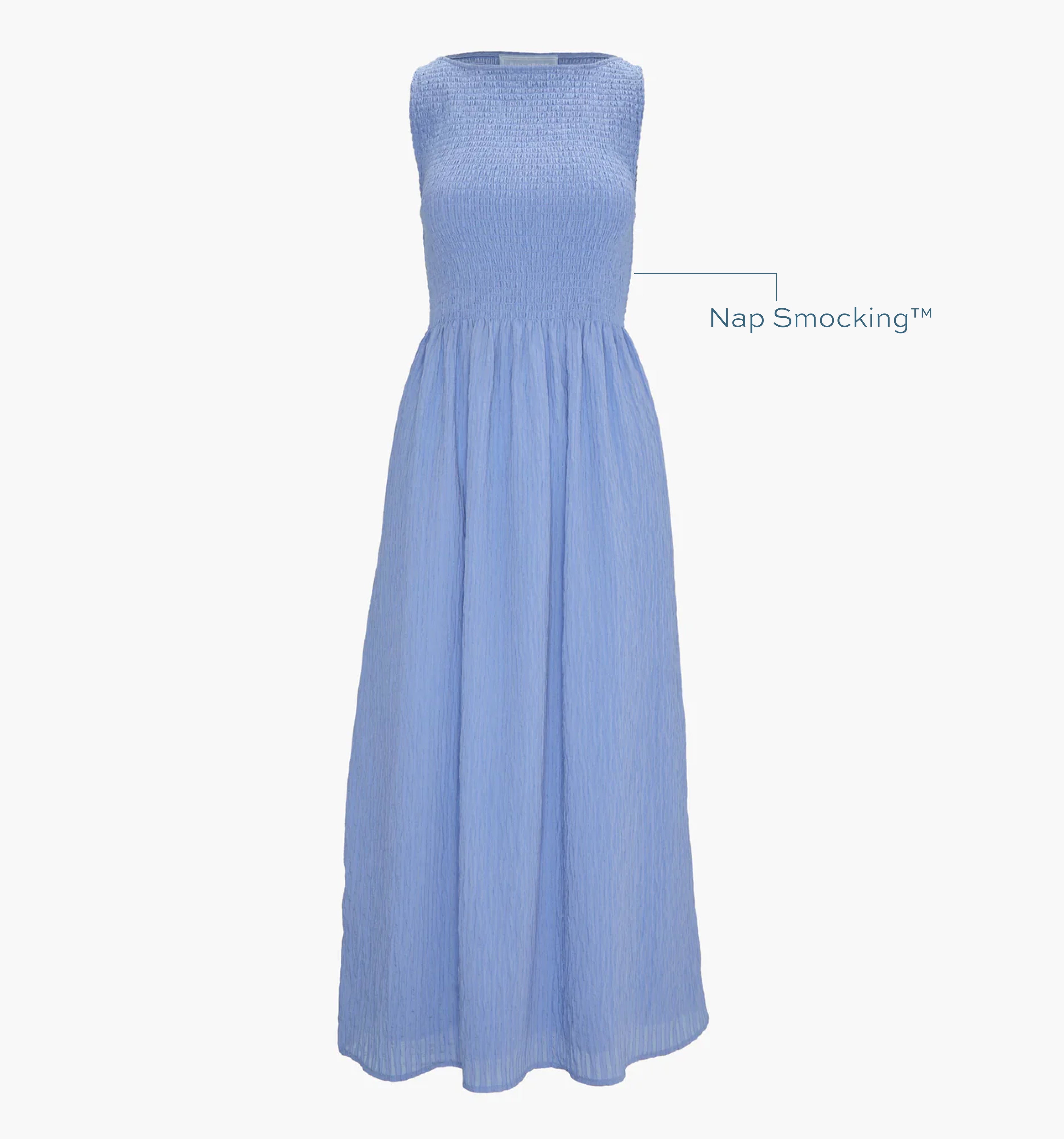 The Cosima Nap Dress - Bluebird Tonal Seersucker