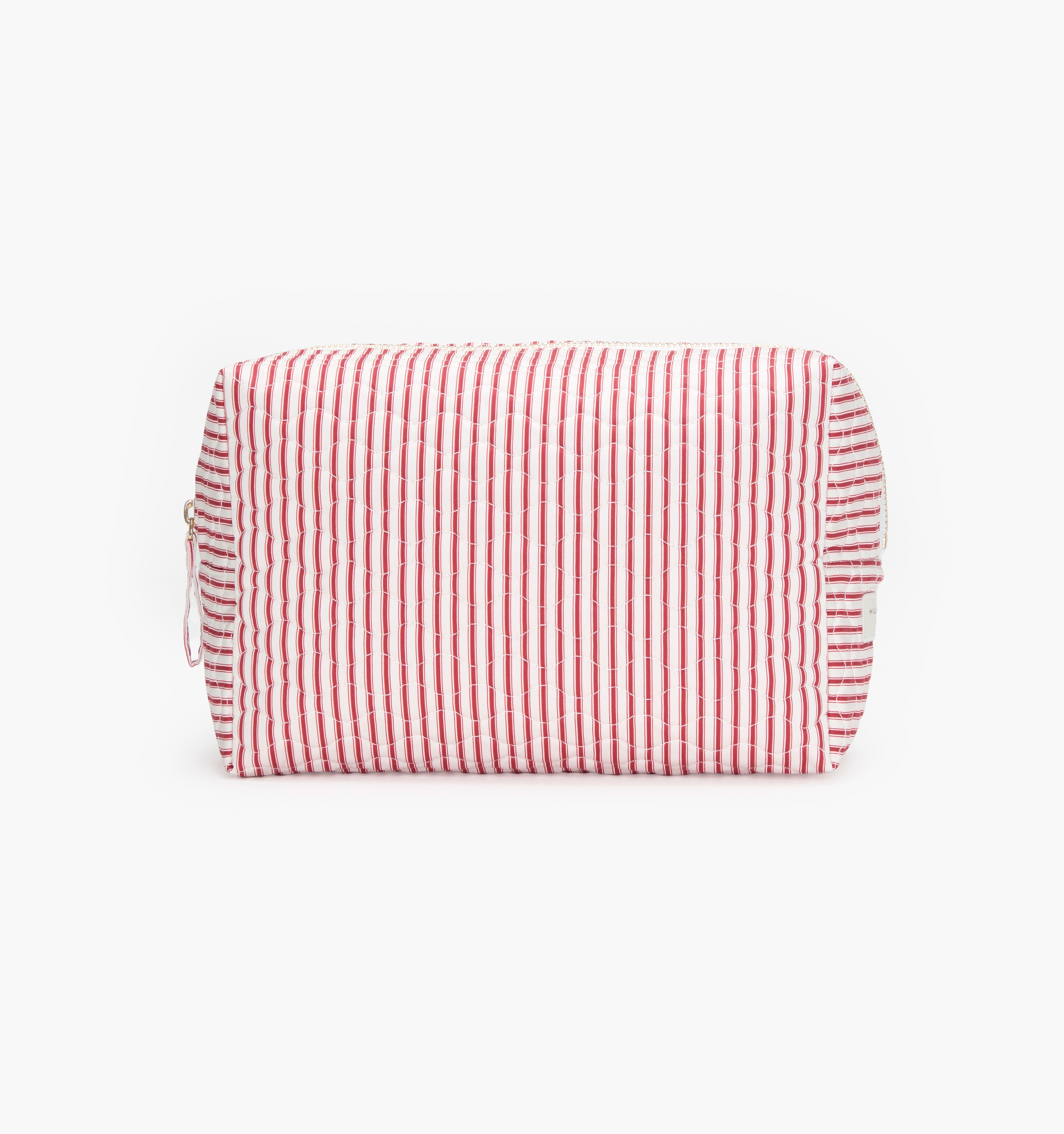 The Quilted Cosmetic Bag - Red Ticking Stripe