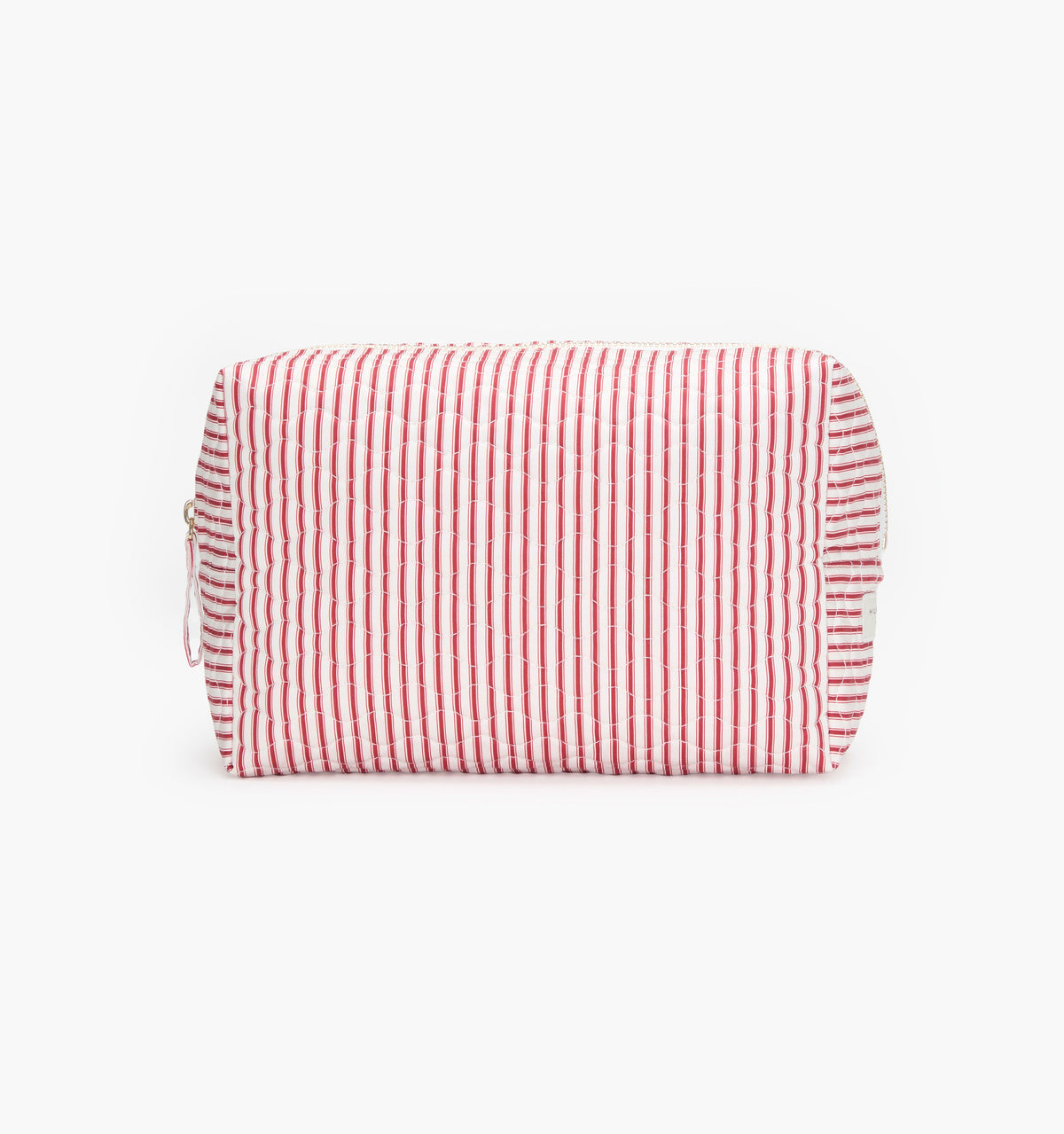 The Quilted Cosmetic Bag - Red Ticking Stripe