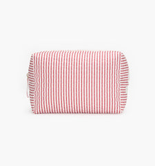 The Quilted Cosmetic Bag - Red Ticking Stripe