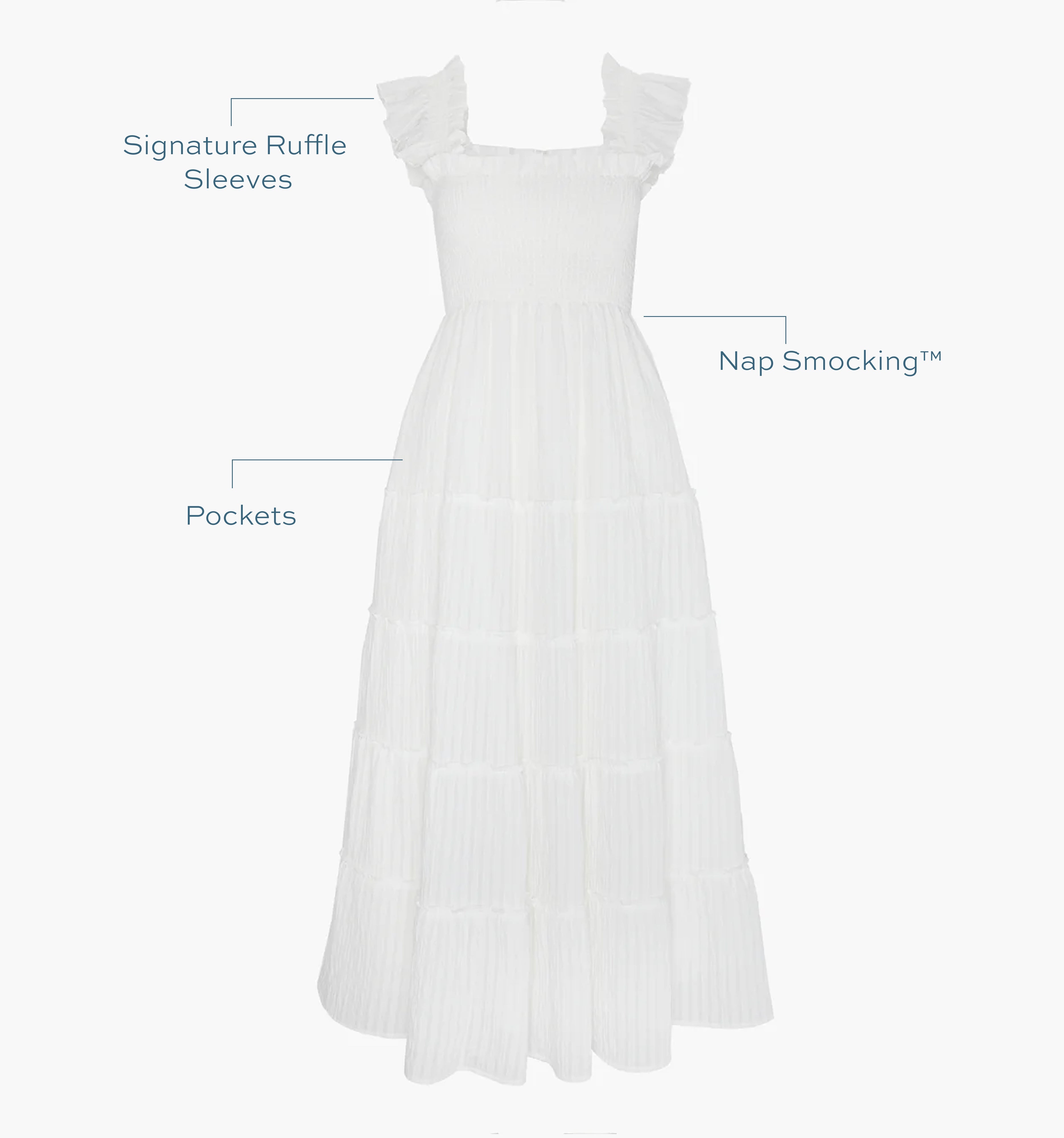 The Ellie Maxi Nap Dress - White Tonal Seersucker