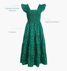The Ellie Nap Dress - Emerald Trellis