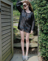 The Enella Tunic - Black Broderie