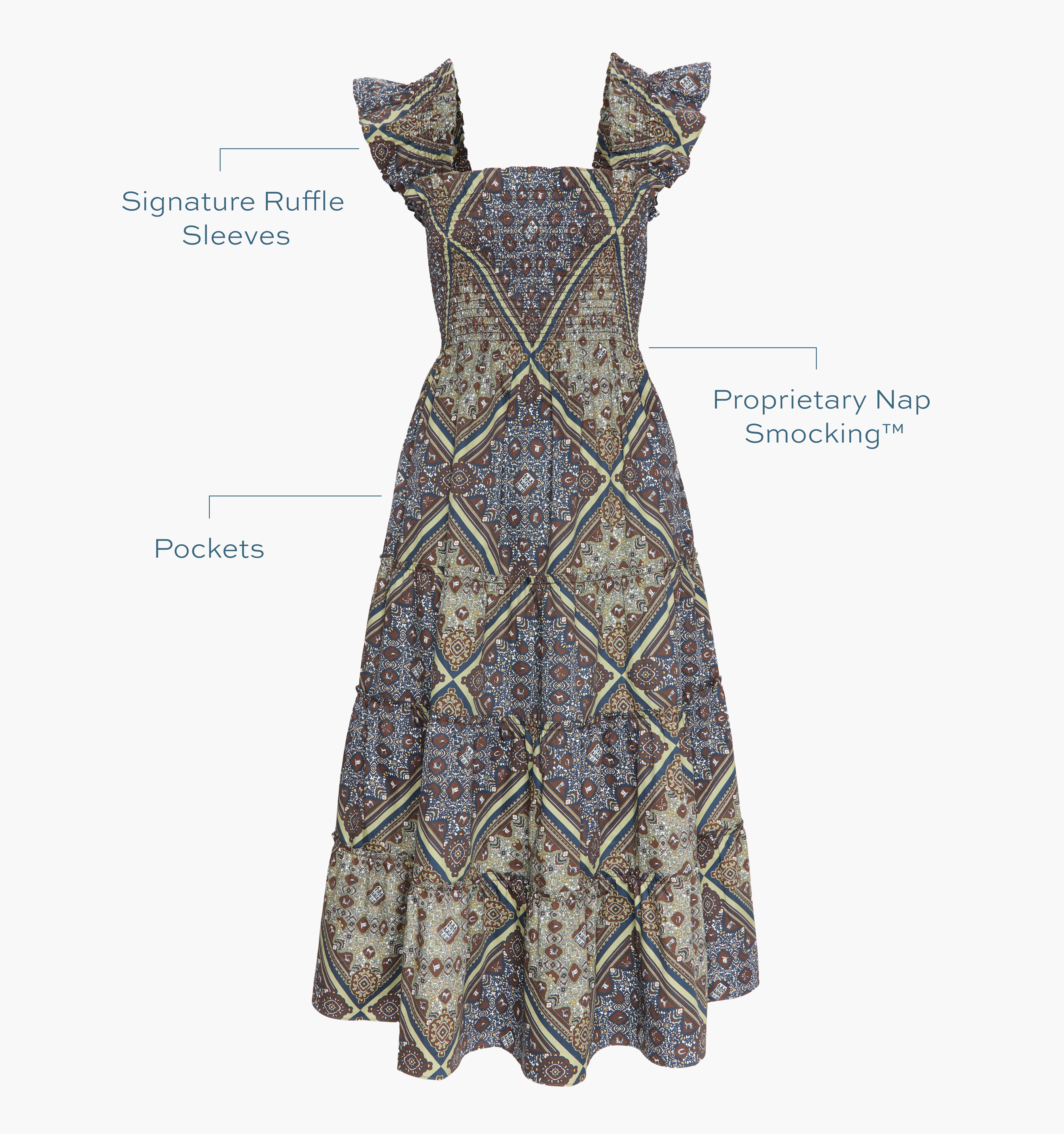The Ellie Nap Dress - Olive Equestrian Scarf