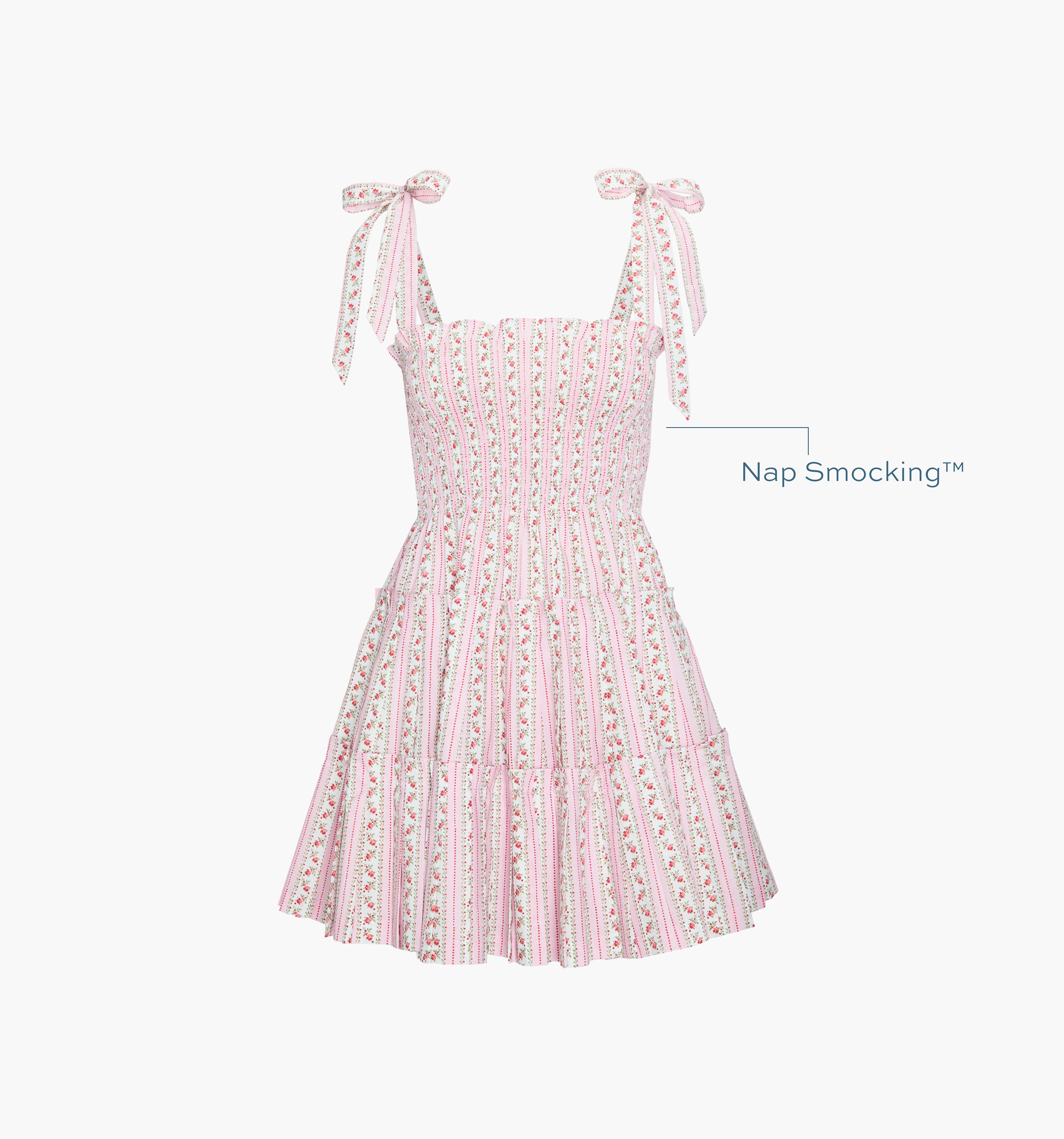 The Ribbon Charlotte Nap Dress - Pink Floral Dot Stripe