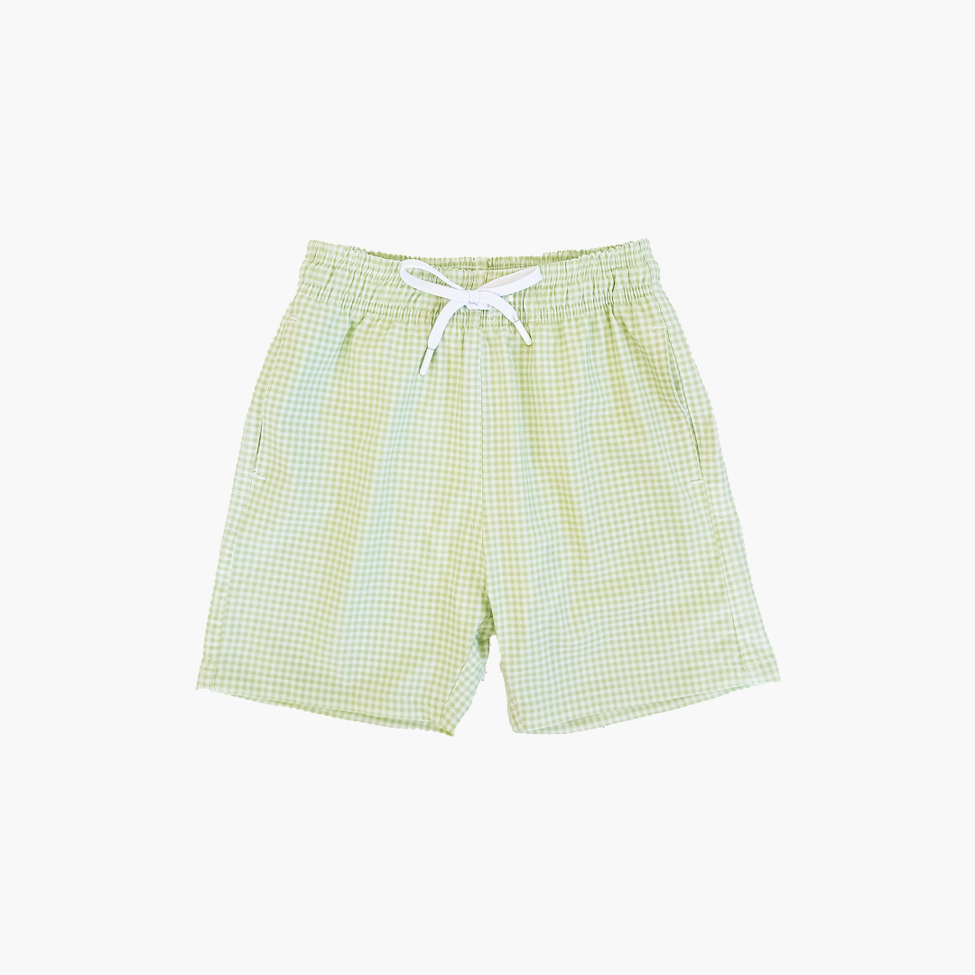 The Baby Julien Swim Trunk - Lime Gingham