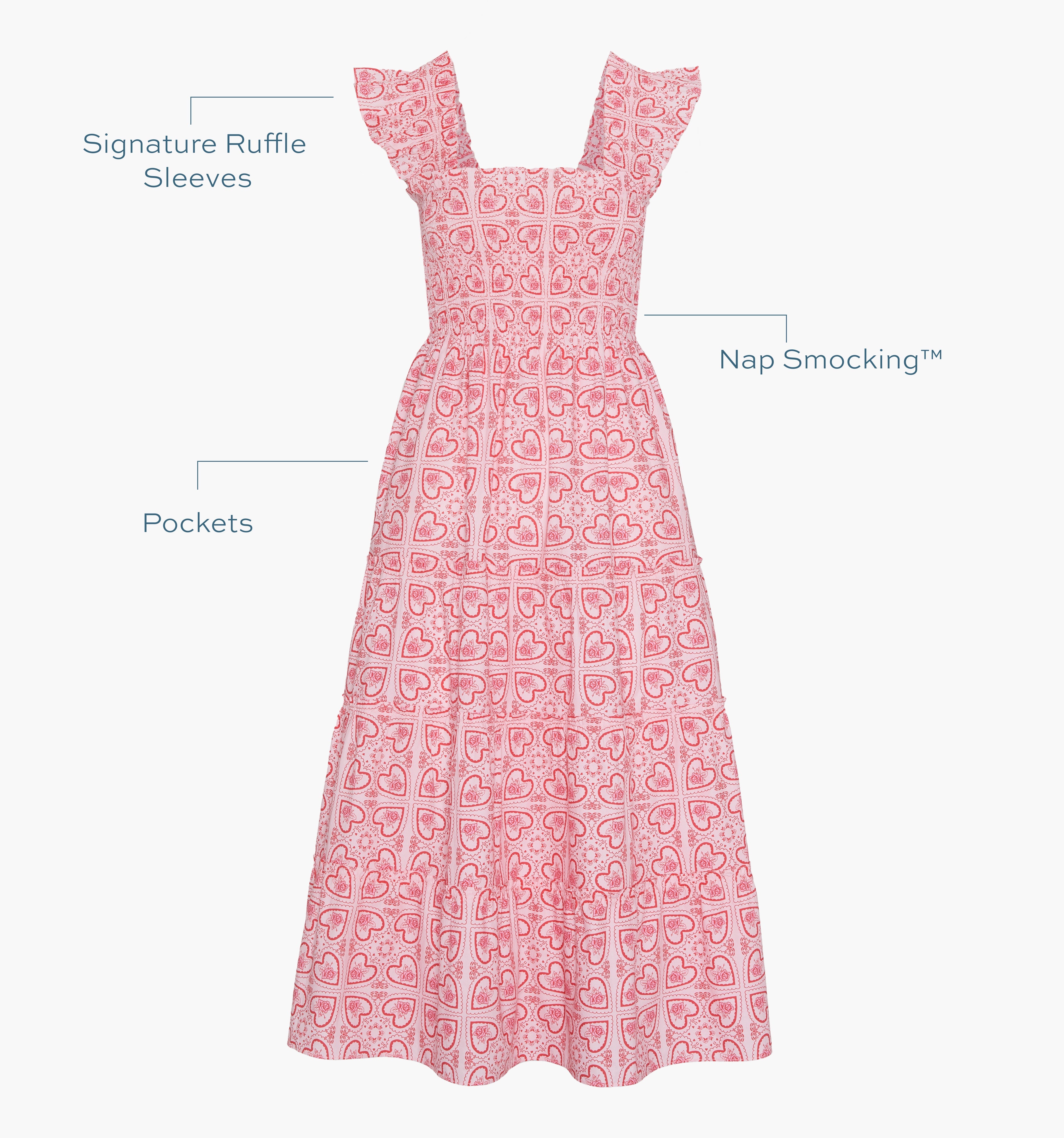 The Ellie Nap Dress - Red Patchwork Doily Heart
