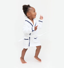 The Baby Hotel Robe - White/Navy