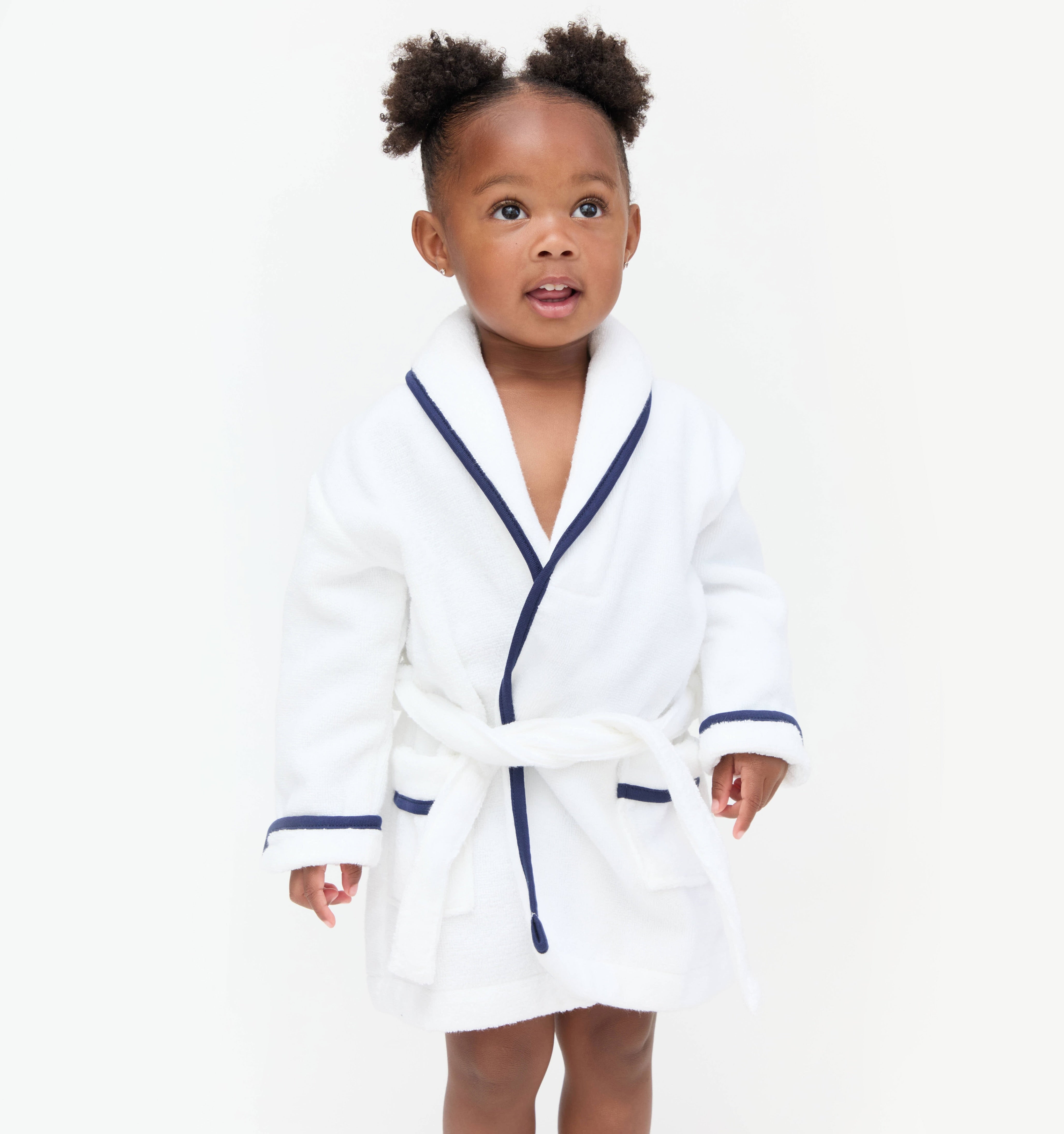 The Baby Hotel Robe - White/Navy