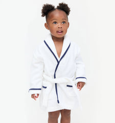 The Baby Hotel Robe - White/Navy