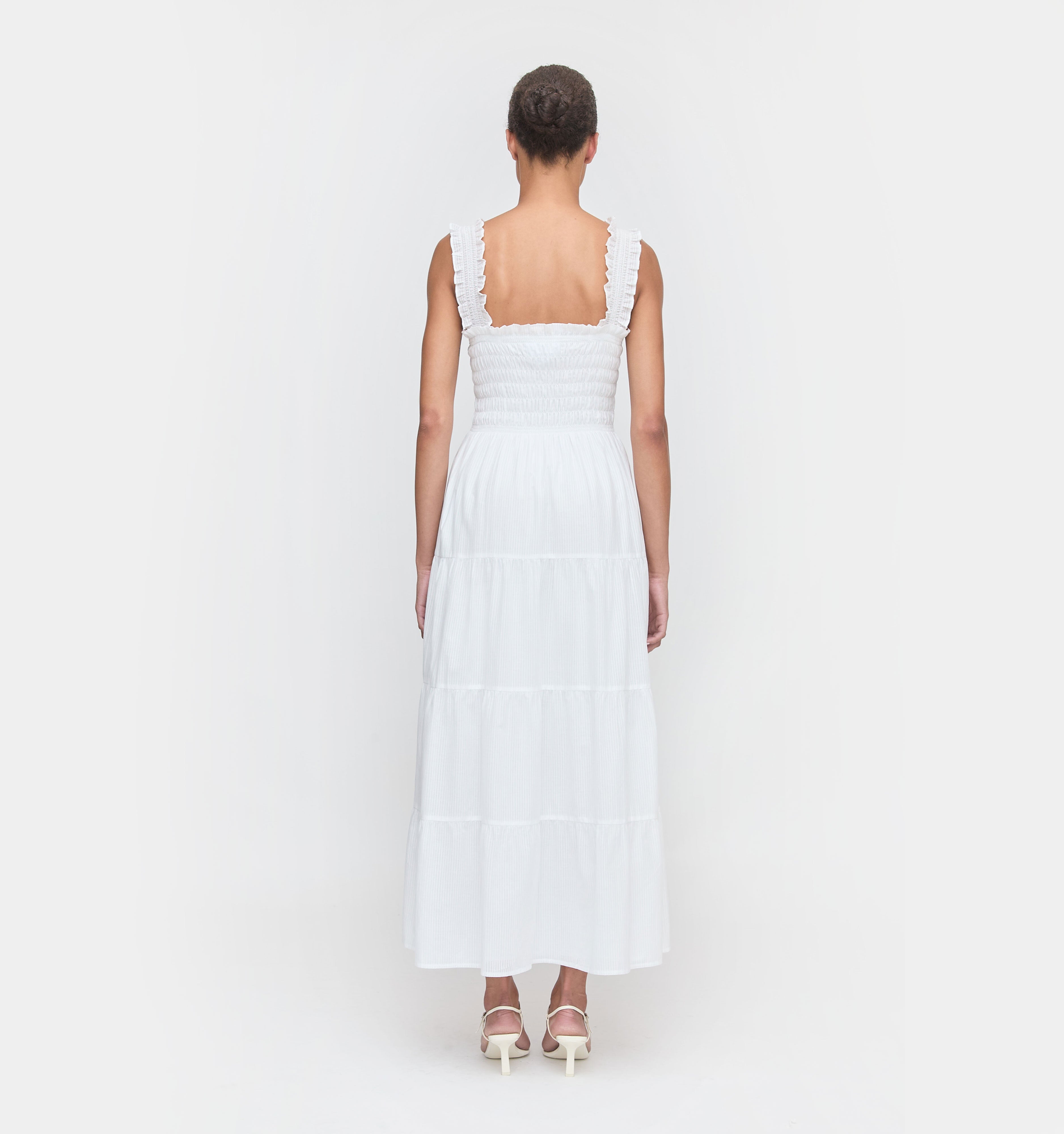 The Kimmy Maxi Nap Dress - White Shadow Stripe