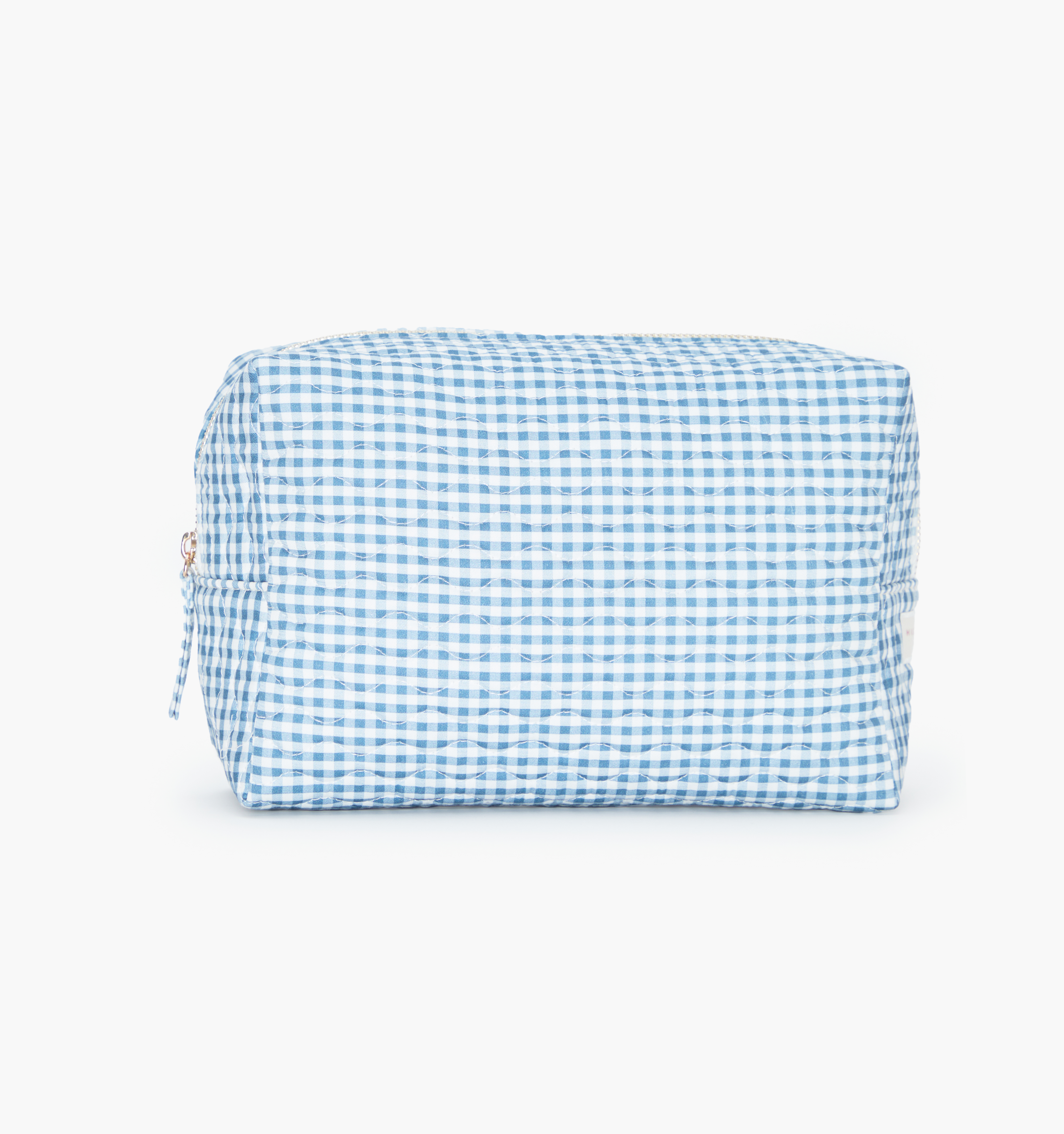 The Quilted Cosmetic Bag - Lagoon Gingham