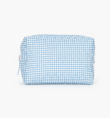 The Quilted Cosmetic Bag - Lagoon Gingham