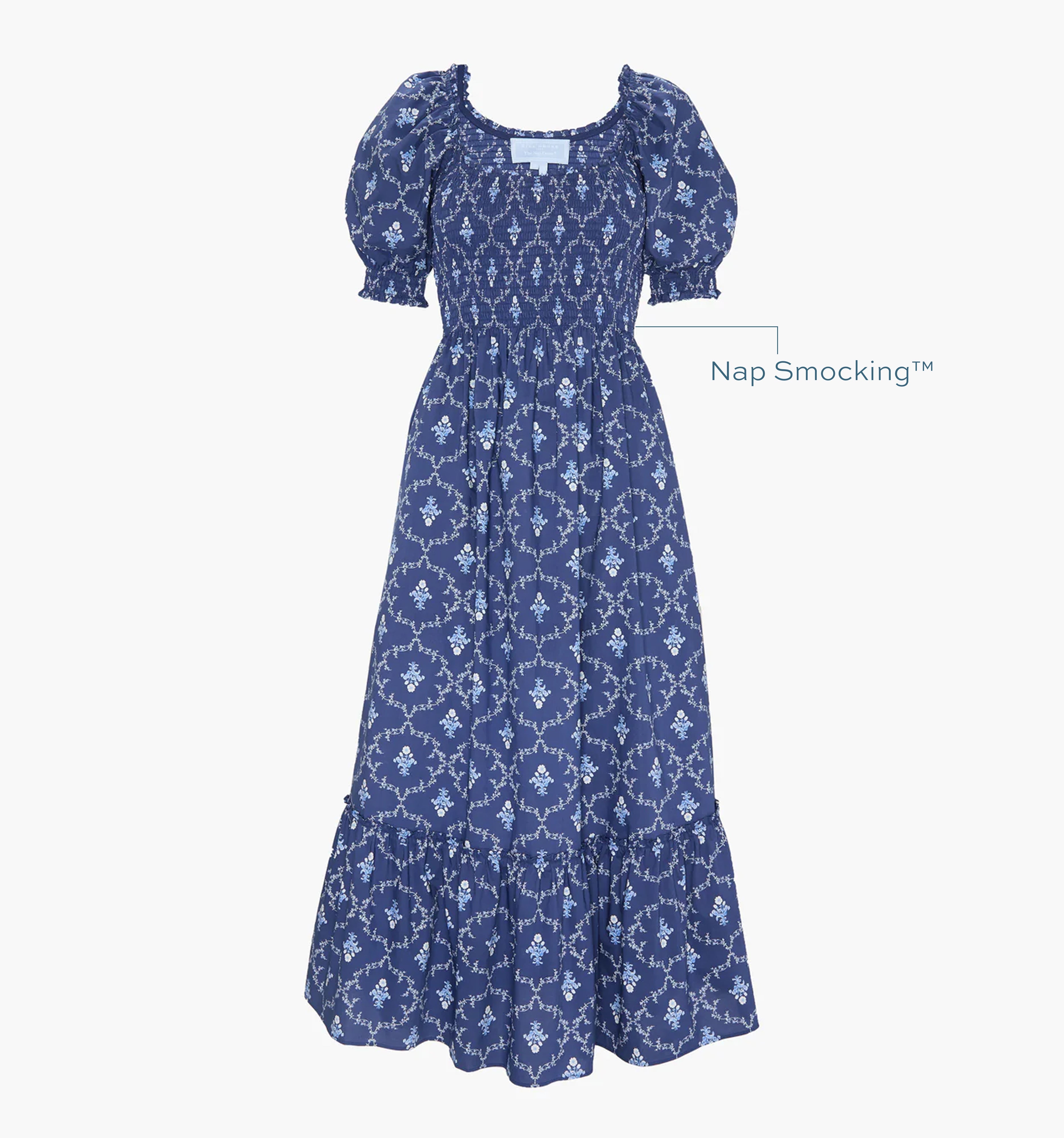 The Louisa Nap Dress - Navy Trellis