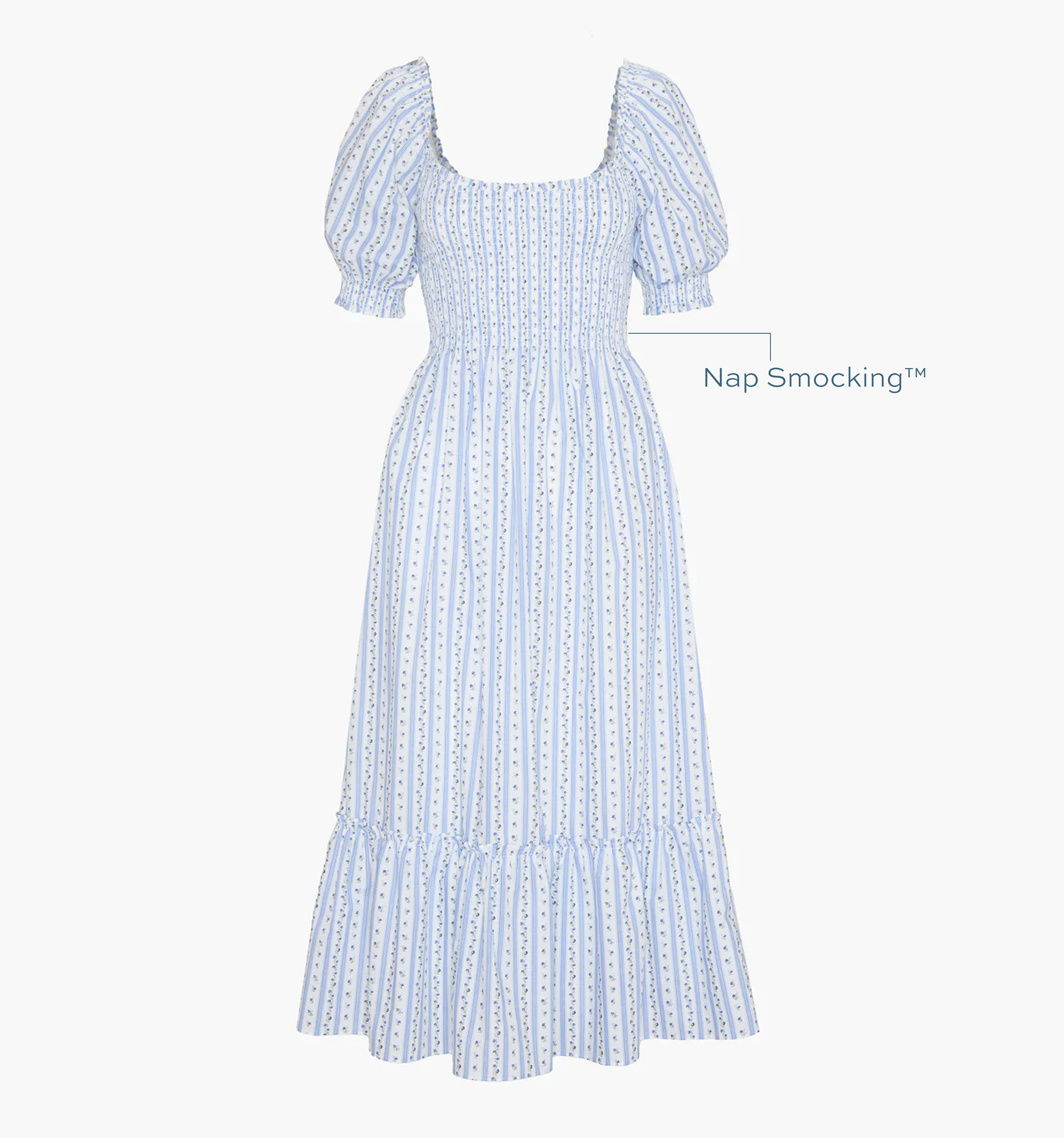 The Louisa Nap Dress - Blue Petal Stripe