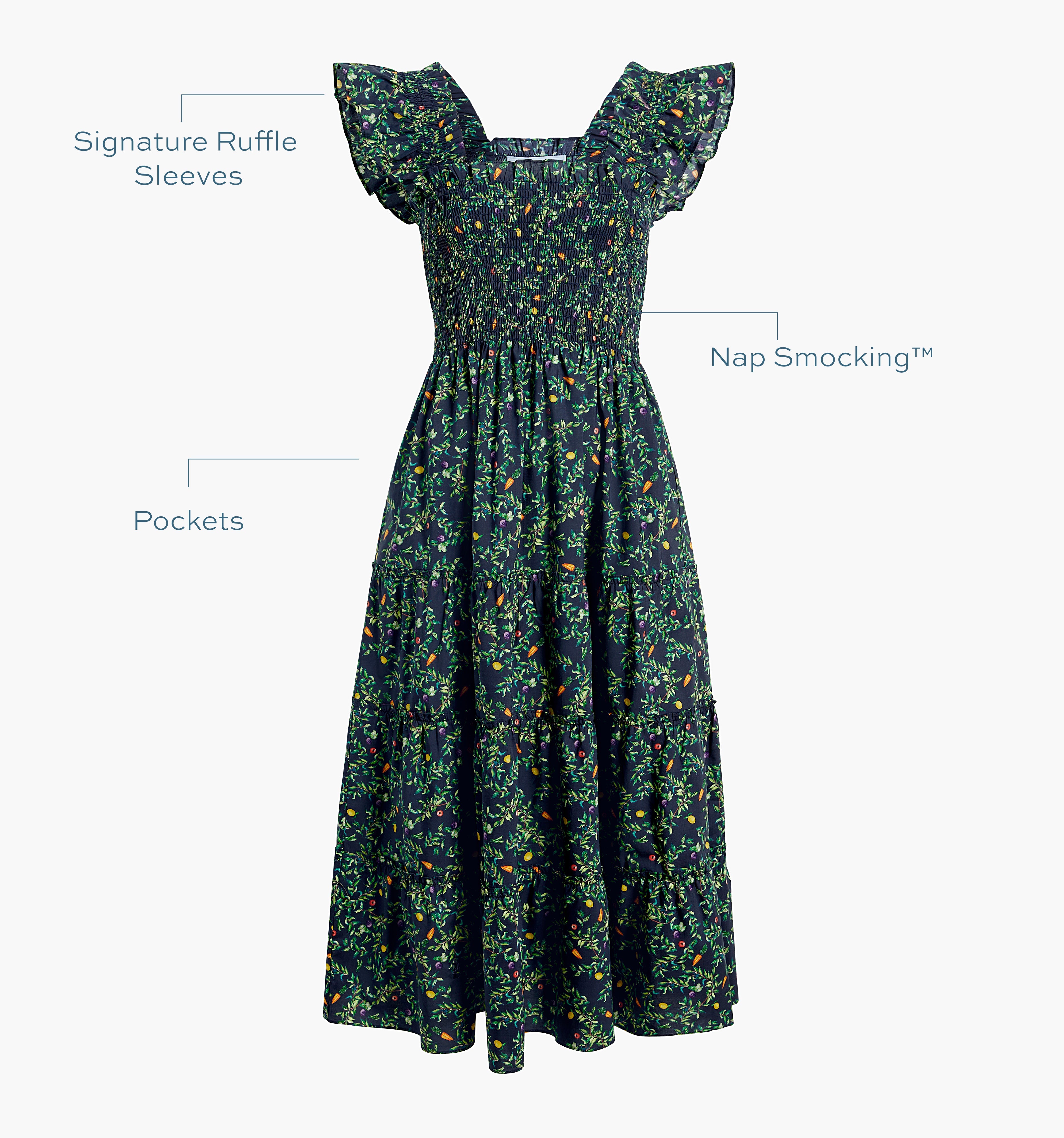 The Ellie Nap Dress - Midnight Garden Poplin
