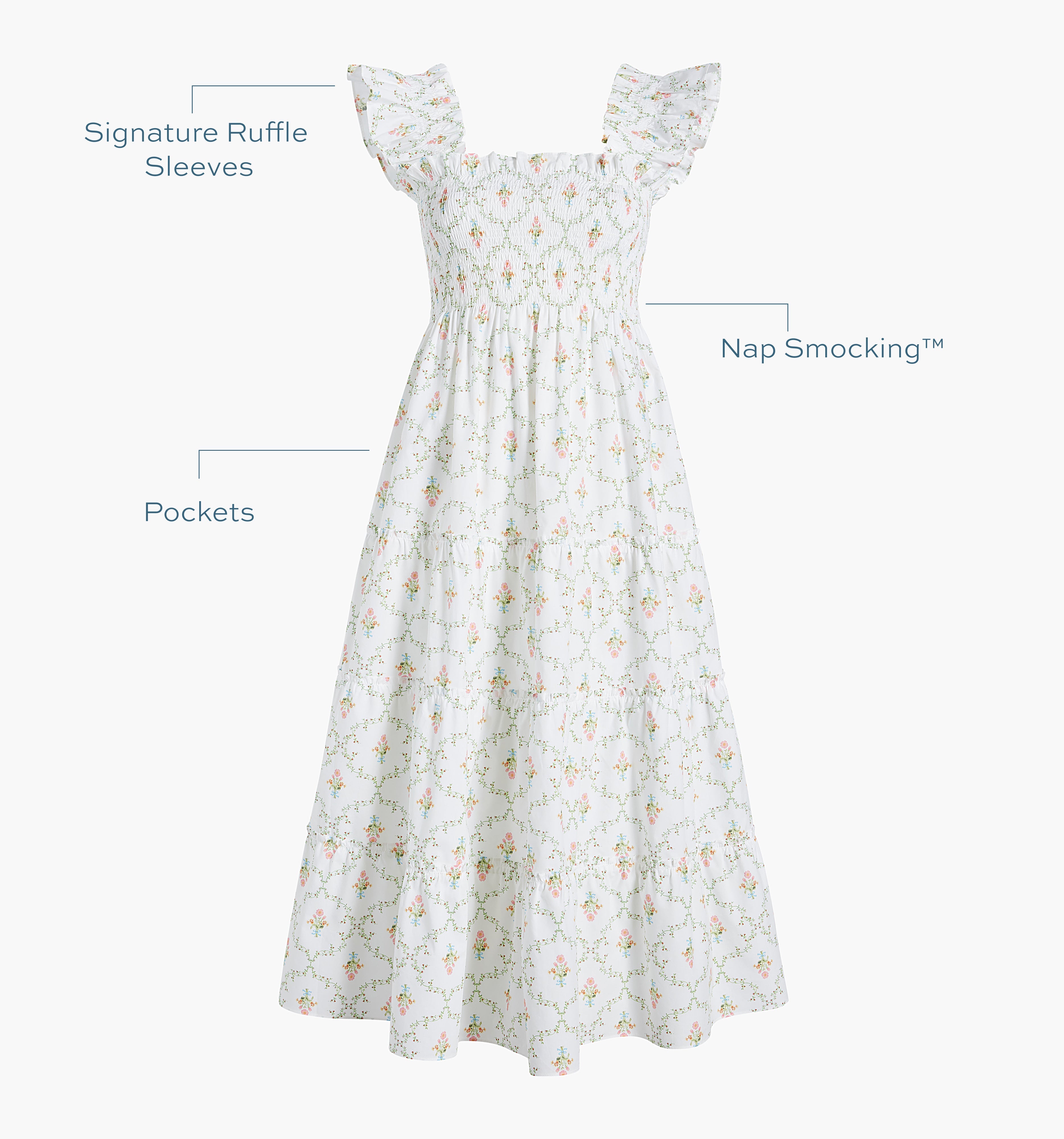 The Ellie Nap Dress - Pastel Trellis